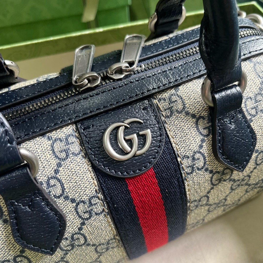 Bagsaaa Gvc*1 Small Ophidia GG Ebony Top Handle Bag Navy Blue - 17.5x26.5x14cm