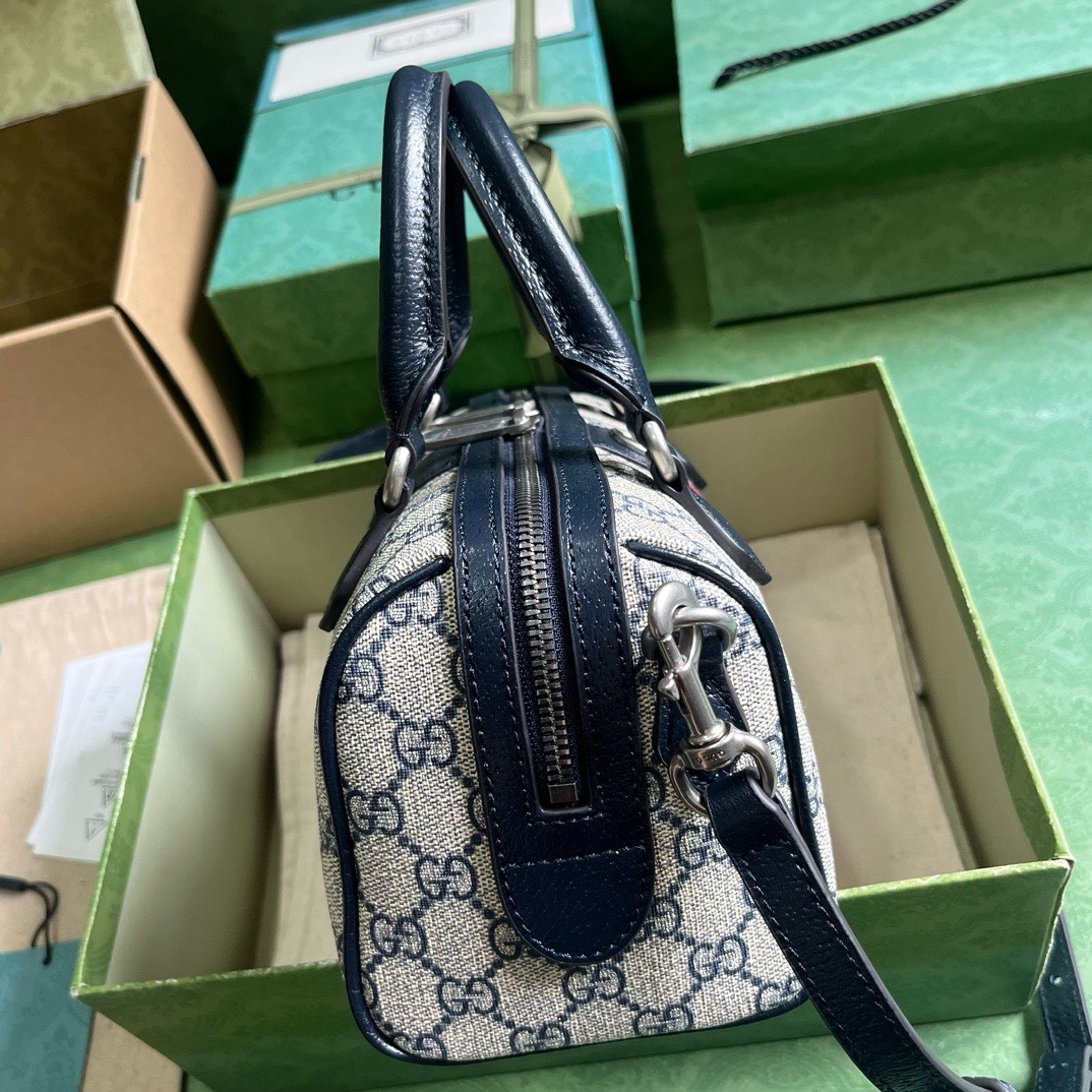 Bagsaaa Gvc*1 Small Ophidia GG Ebony Top Handle Bag Navy Blue - 17.5x26.5x14cm