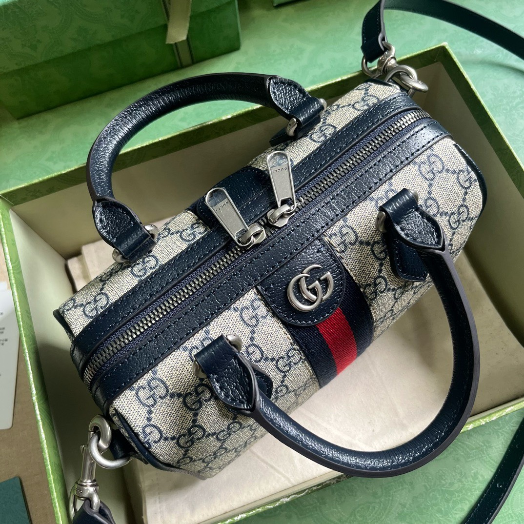 Bagsaaa Gvc*1 Small Ophidia GG Ebony Top Handle Bag Navy Blue - 17.5x26.5x14cm