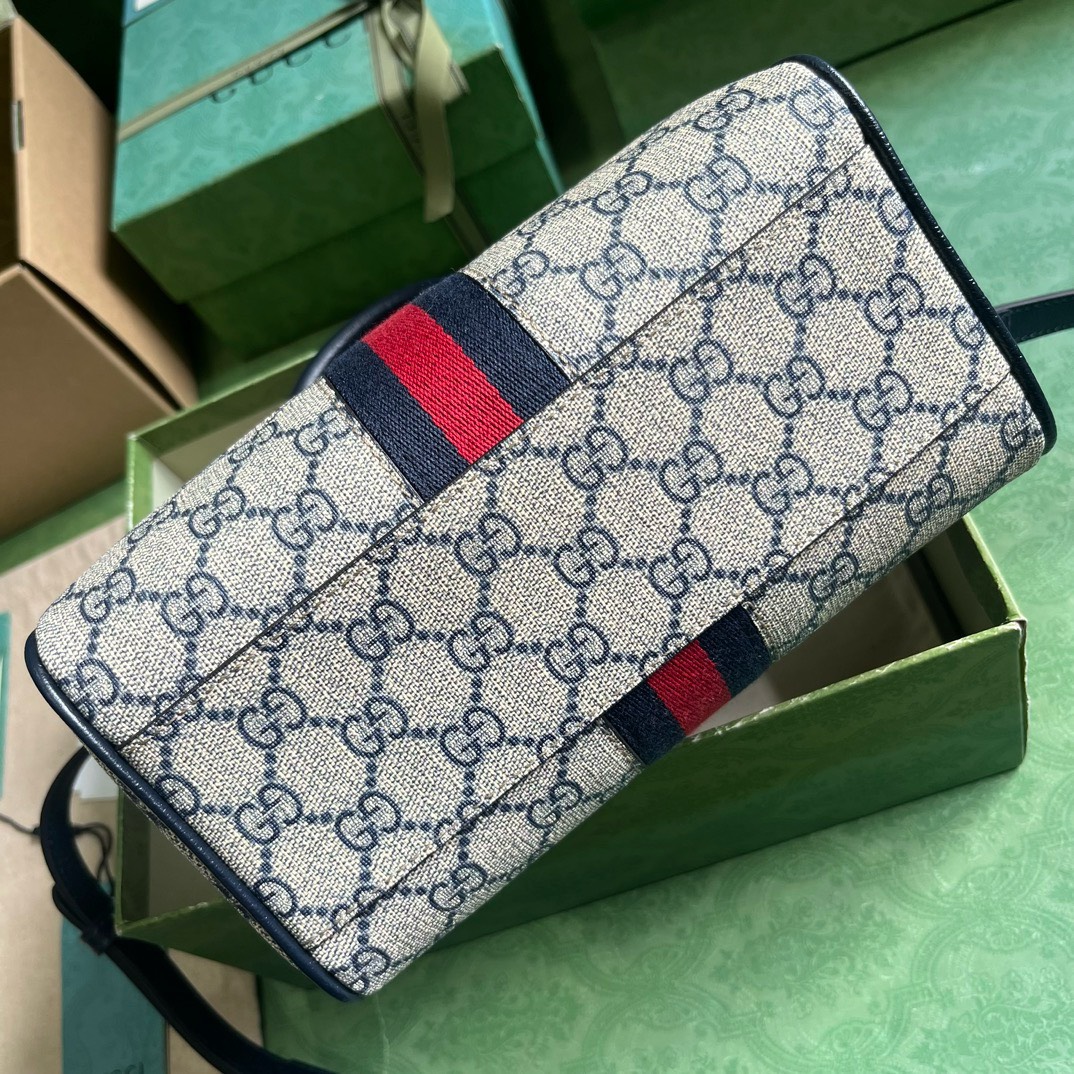 Bagsaaa Gvc*1 Small Ophidia GG Ebony Top Handle Bag Navy Blue - 17.5x26.5x14cm