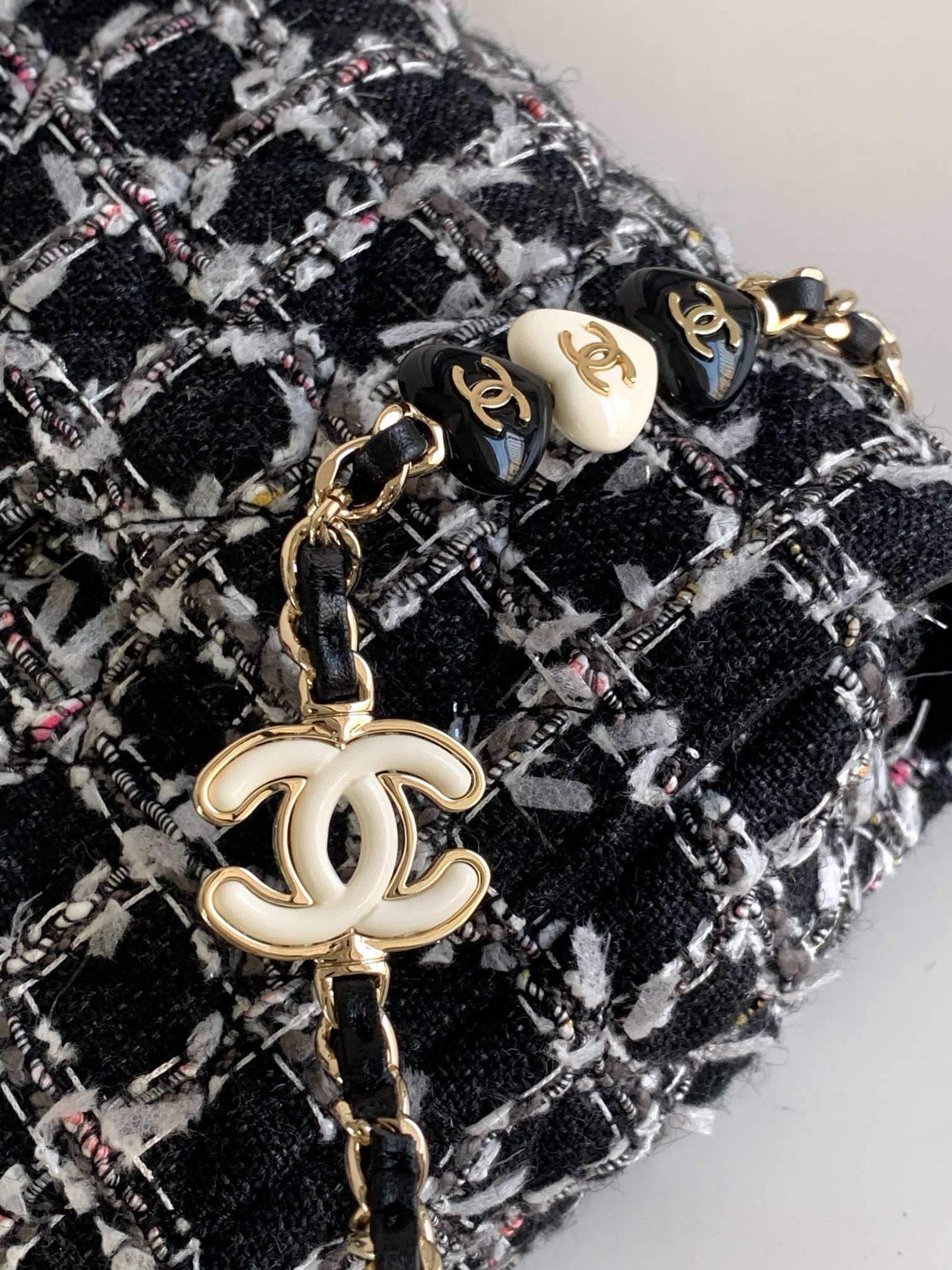 Bagsaaa Ch**el 23K Crossbody & Shoulder Tweed Black Bag - 19cm