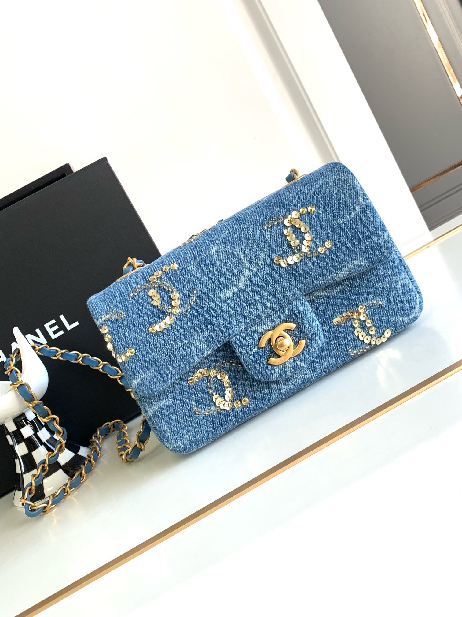 Bagsaaa Ch**el Flap Bag Small Denim Leather - 20cm