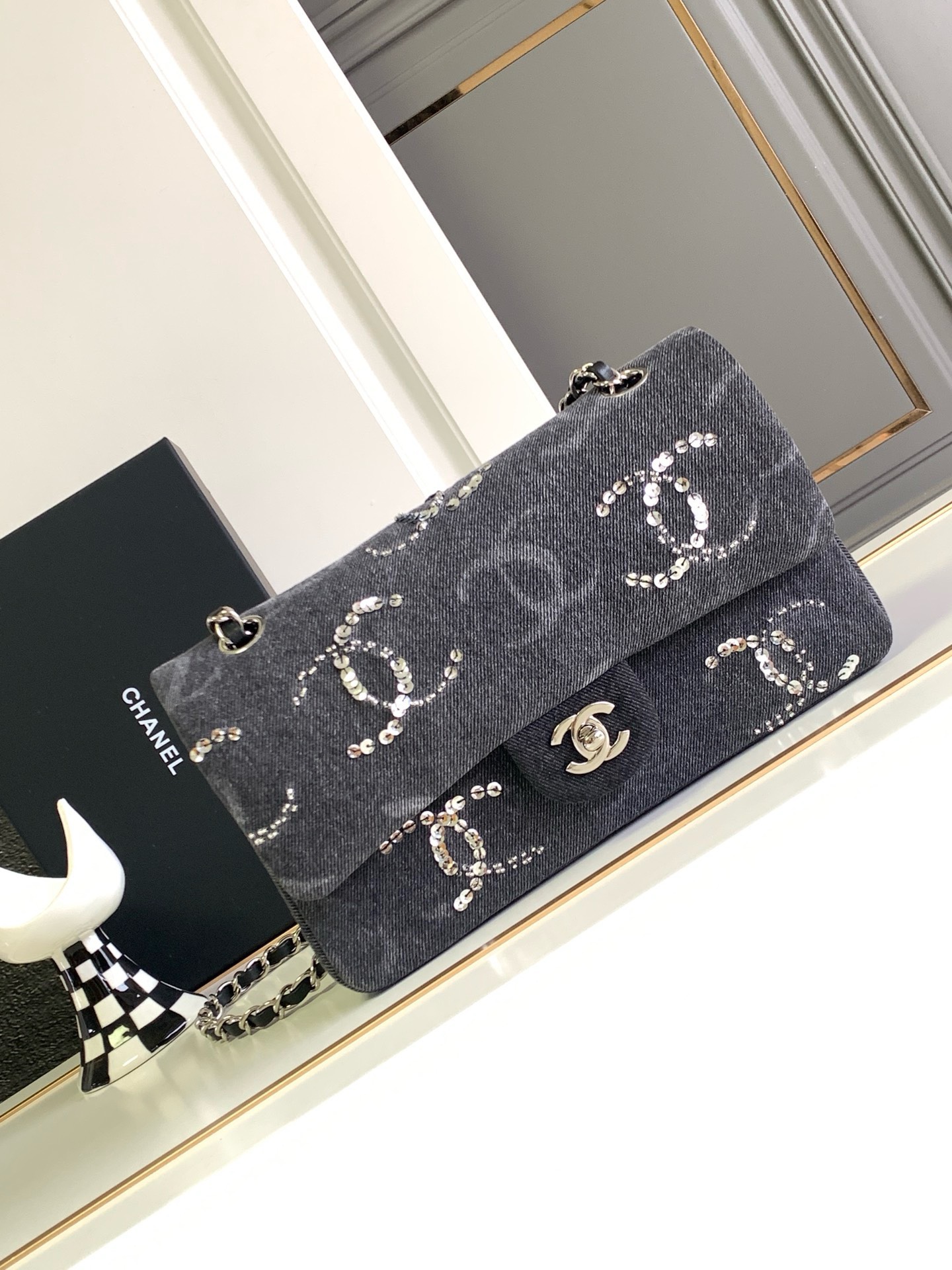Bagsaaa Ch**el Flap Bag Denim Leather - 23cm