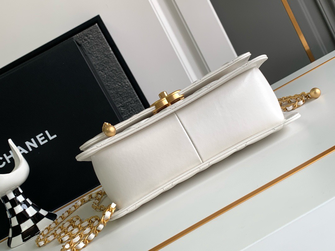 Bagsaaa Ch**el WOC In White Lambskin Bag - 22cm