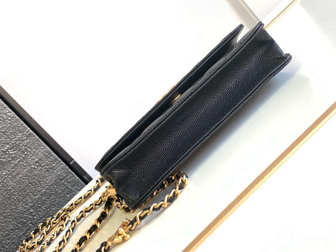 Bagsaaa Ch**el WOC Flap Caviar Black Bag - 19cm