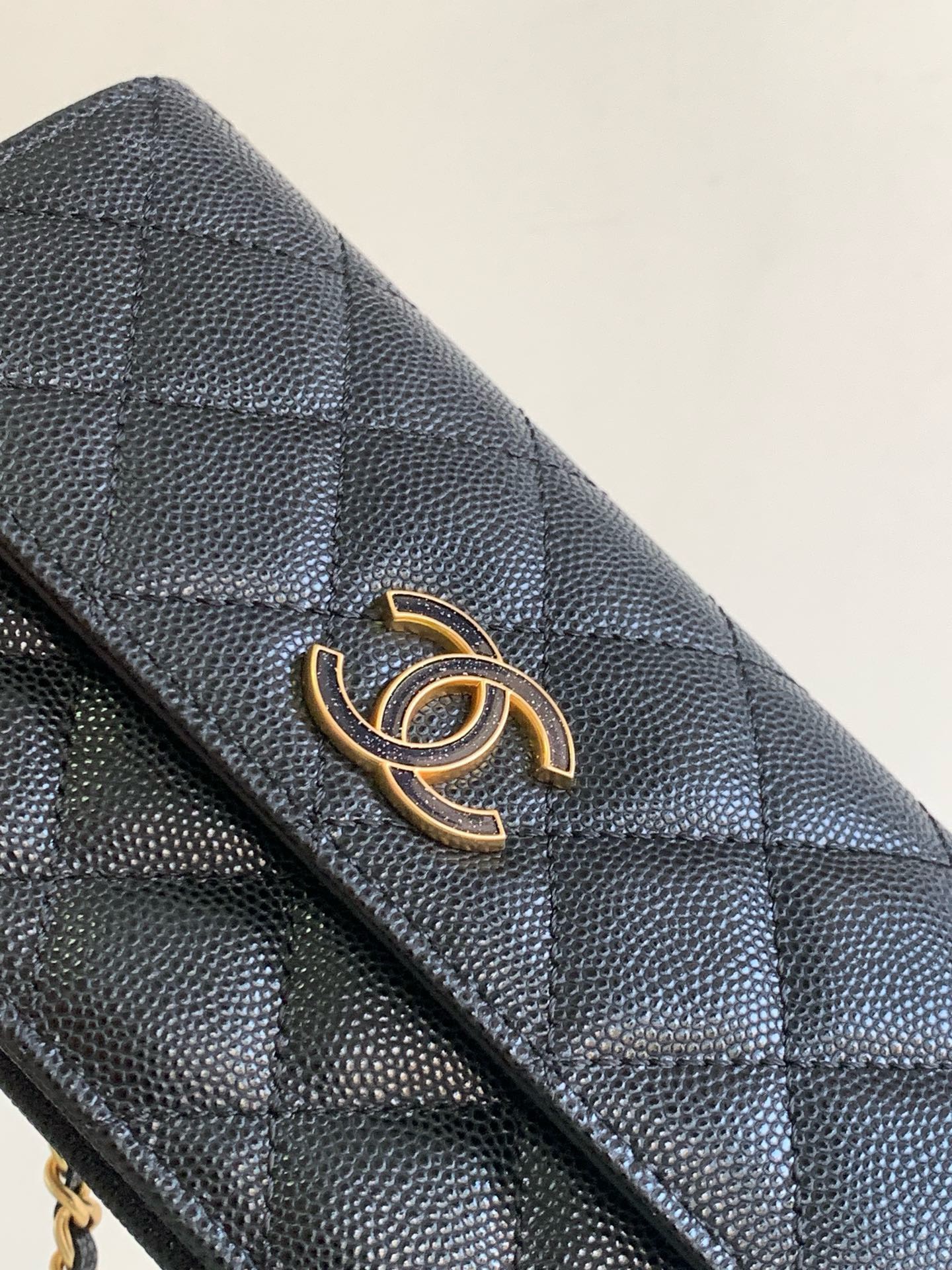 Bagsaaa Ch**el WOC Flap Caviar Black Bag - 19cm
