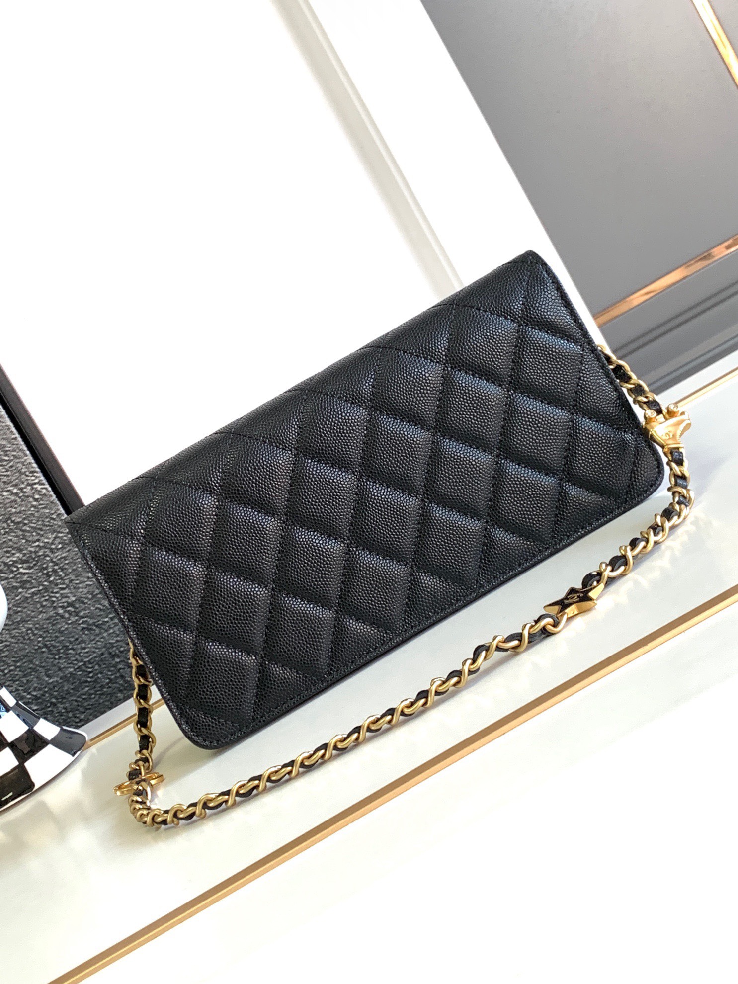 Bagsaaa Ch**el WOC Flap Caviar Black Bag With Star Chain