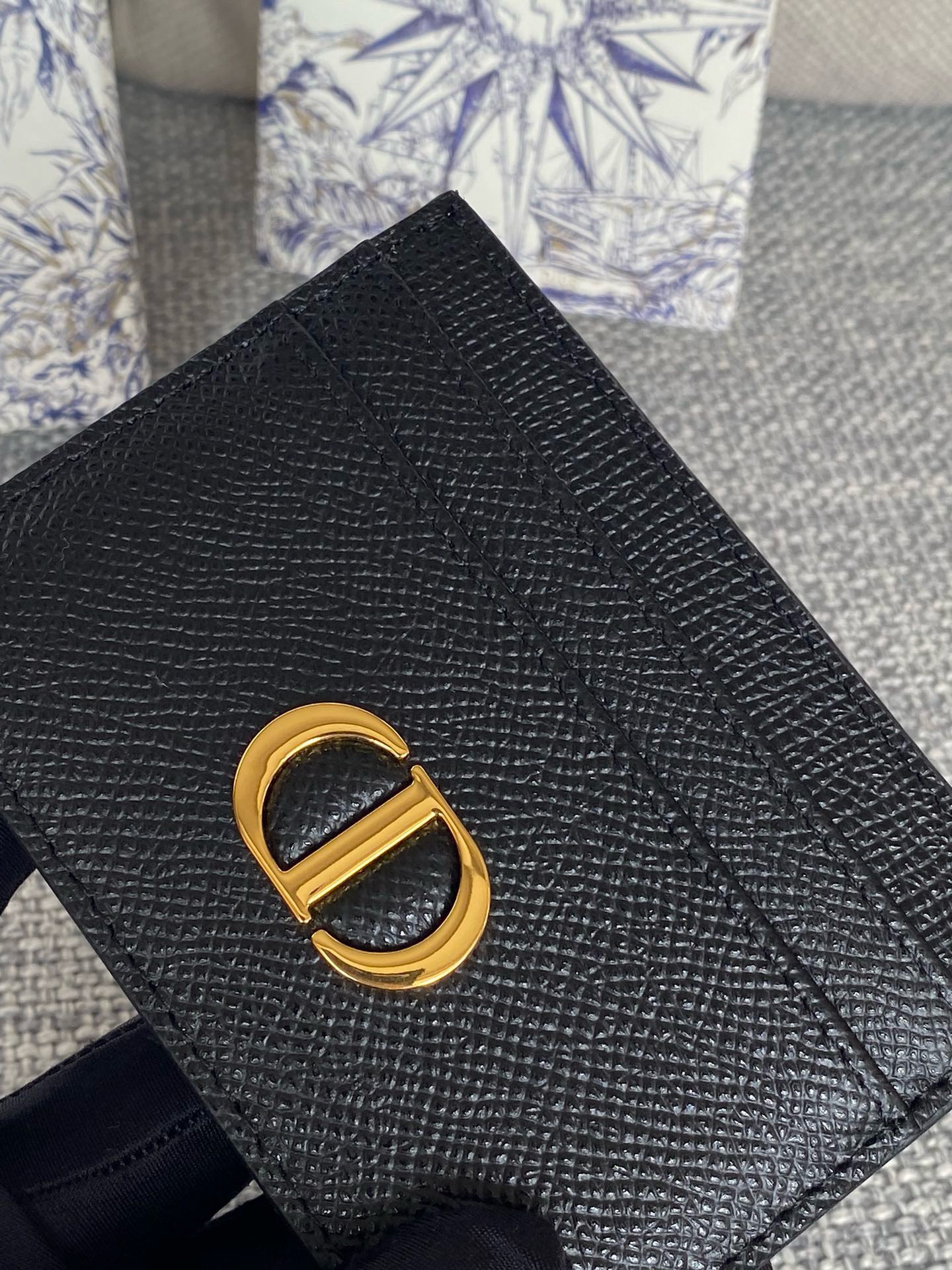 Bagsaaa D10r 30 Montaigne Five-Slot Card Holder Black Grained Calfskin