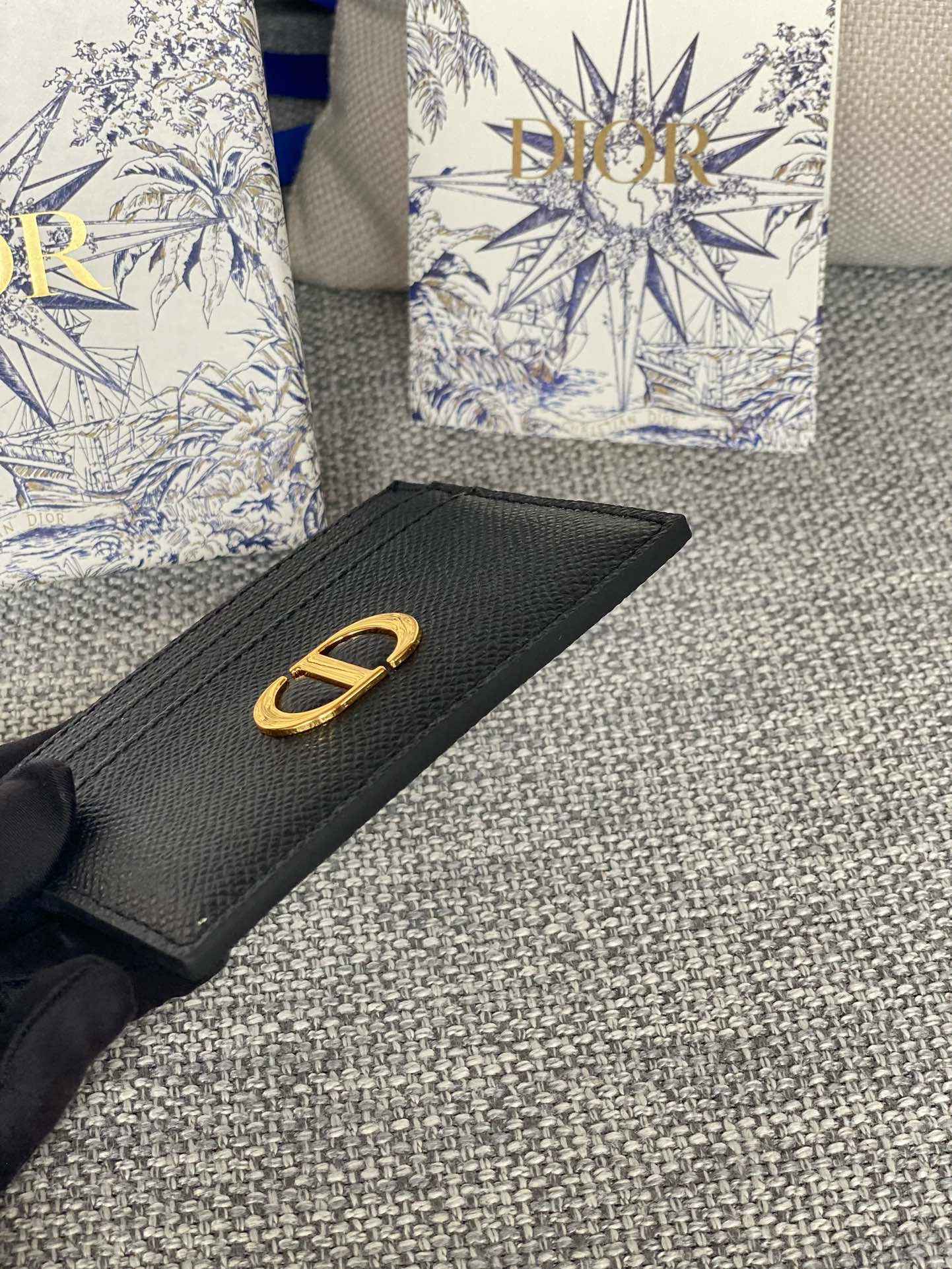 Bagsaaa D10r 30 Montaigne Five-Slot Card Holder Black Grained Calfskin