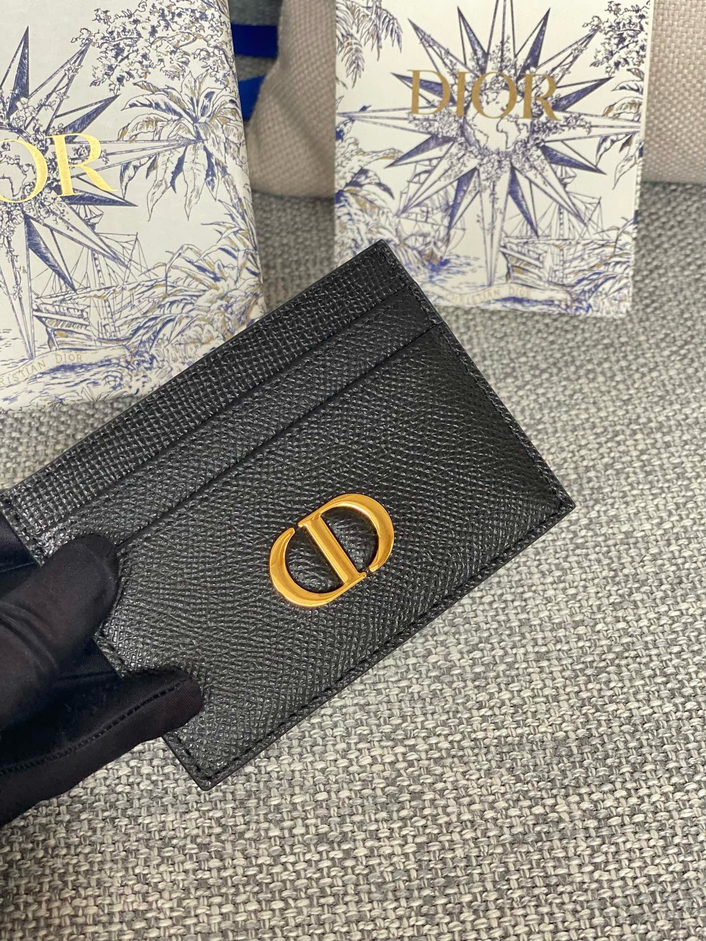 Bagsaaa D10r 30 Montaigne Five-Slot Card Holder Black Grained Calfskin