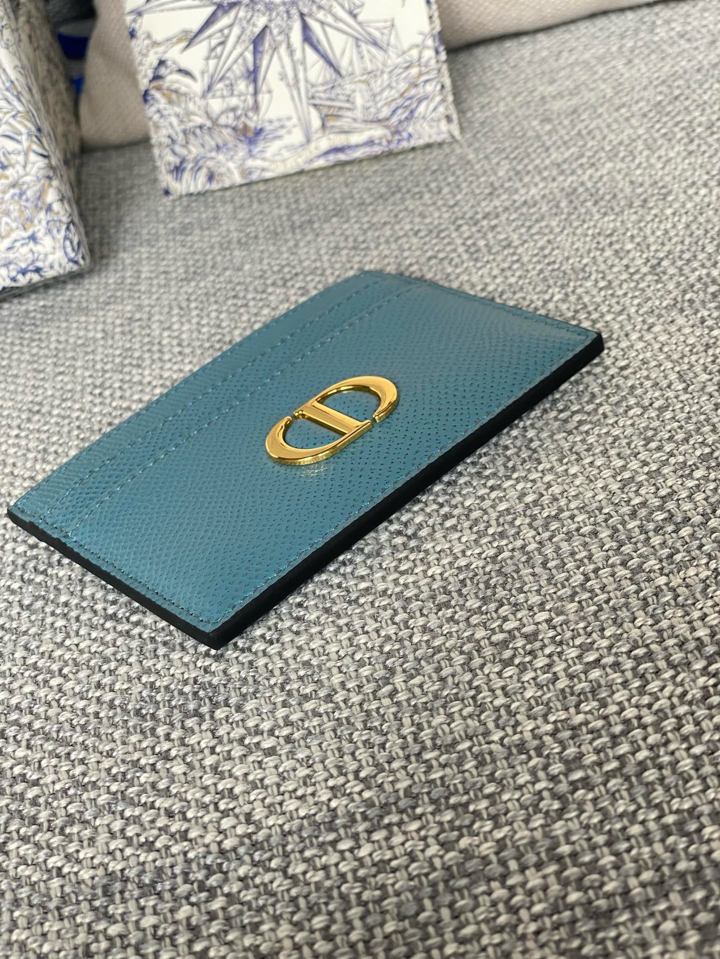 Bagsaaa D10r 30 Montaigne Five-Slot Card Holder Blue Grained Calfskin