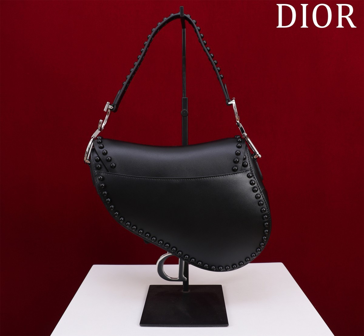 Bagsaaa D10r Saddle Studded In Black - 25.5x20x6.5cm