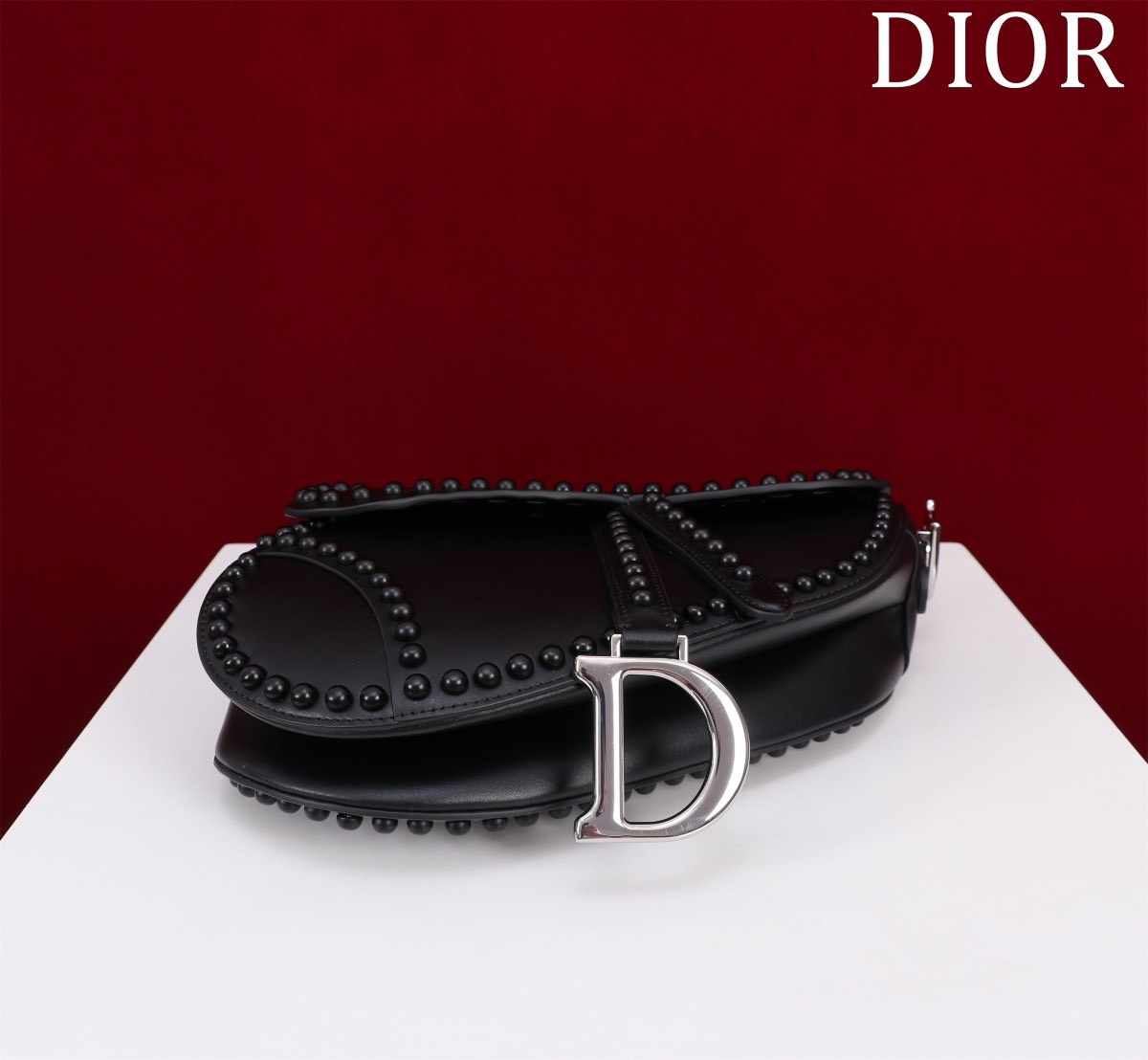 Bagsaaa D10r Saddle Studded In Black - 25.5x20x6.5cm