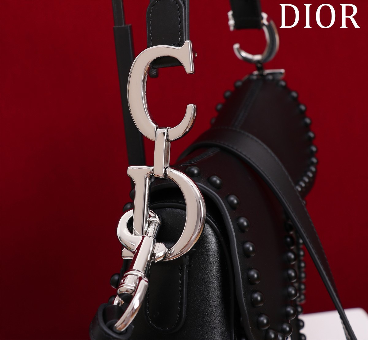 Bagsaaa D10r Saddle Studded In Black - 25.5x20x6.5cm