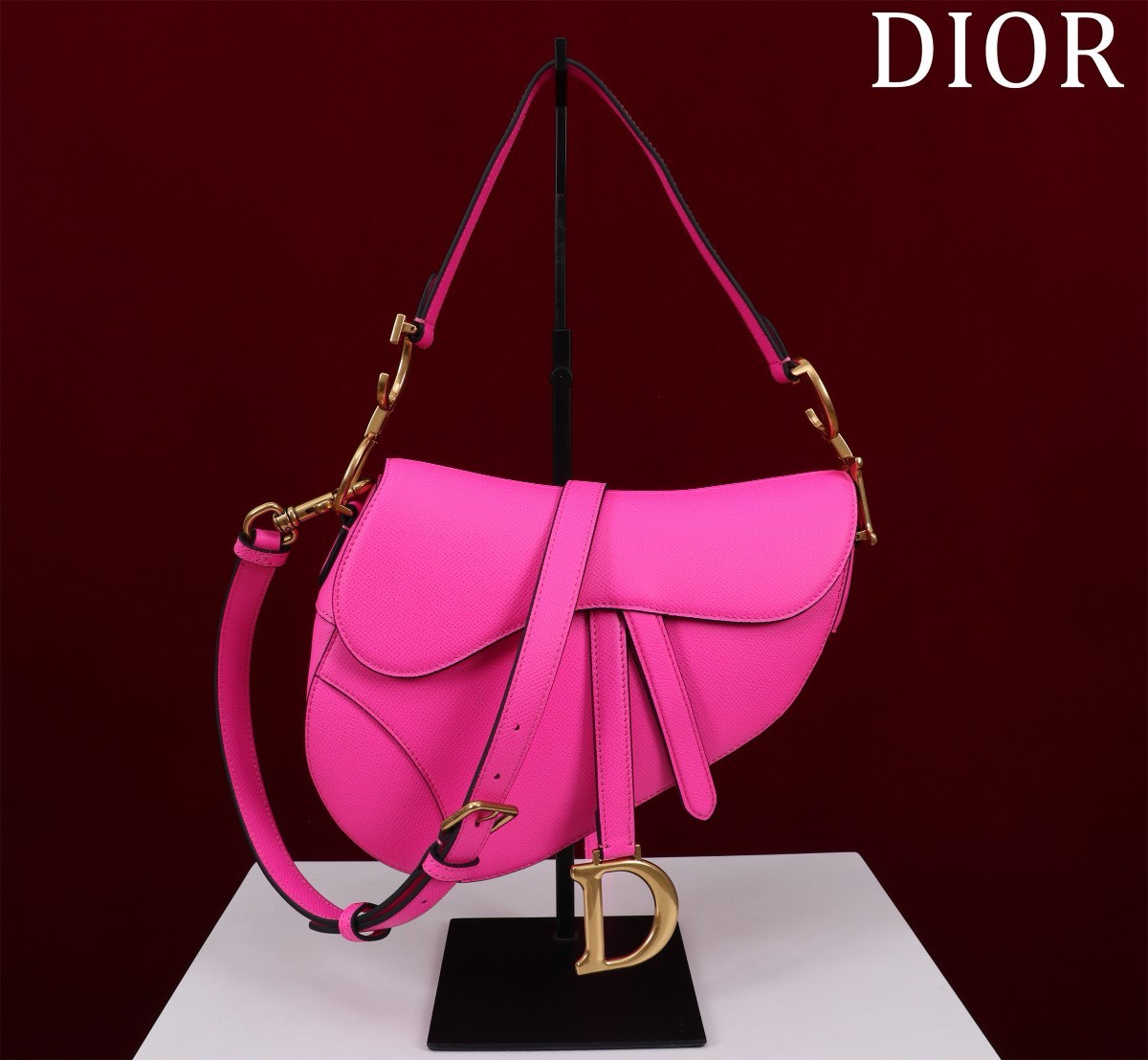 Bagsaaa D10r Saddle Medium Pink With Strap - 25.5x20x6.5cm