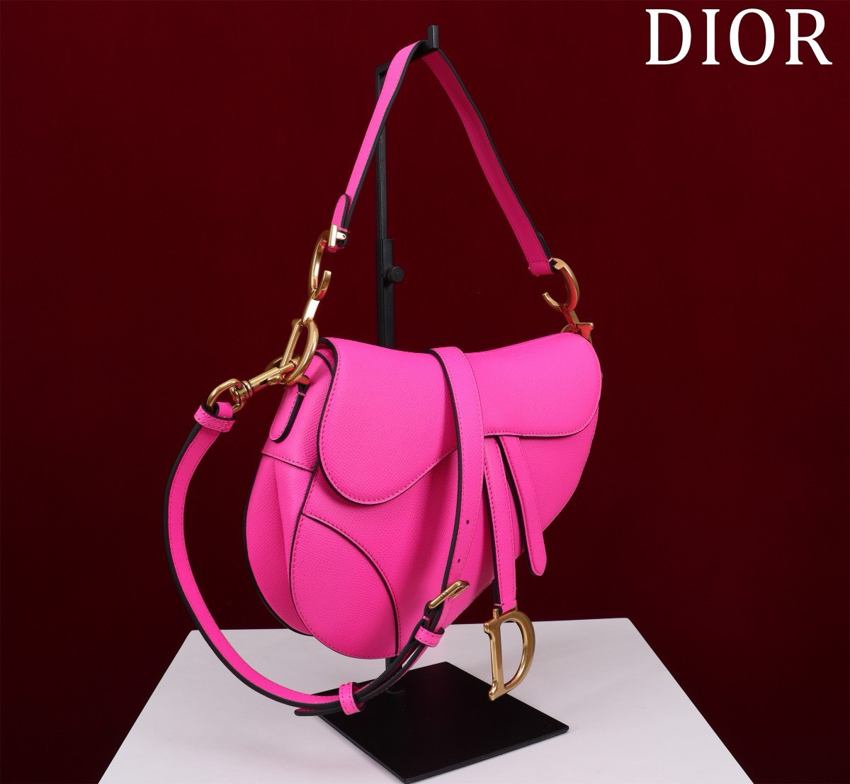 Bagsaaa D10r Saddle Medium Pink With Strap - 25.5x20x6.5cm