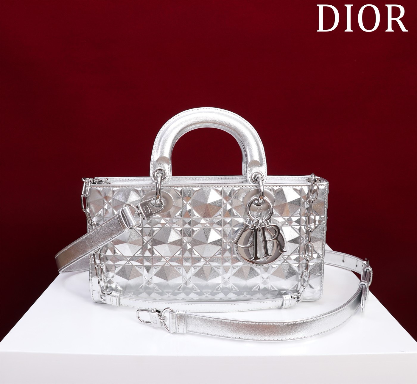 Bagsaaa D10r Lady D - Joy D1am0nd Silver Bag - 26x13.5x5cm