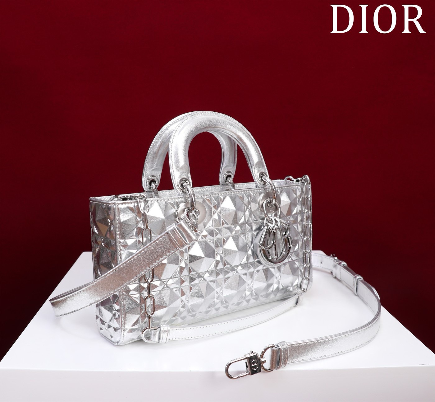 Bagsaaa D10r Lady D - Joy D1am0nd Silver Bag - 26x13.5x5cm