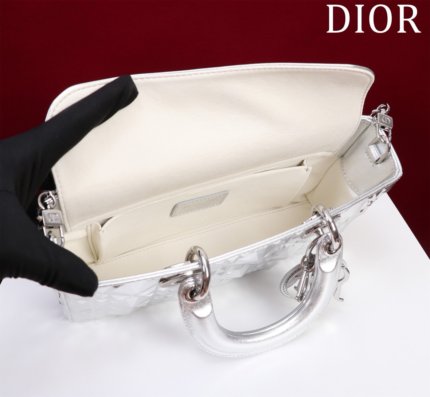 Bagsaaa D10r Lady D - Joy D1am0nd Silver Bag - 26x13.5x5cm