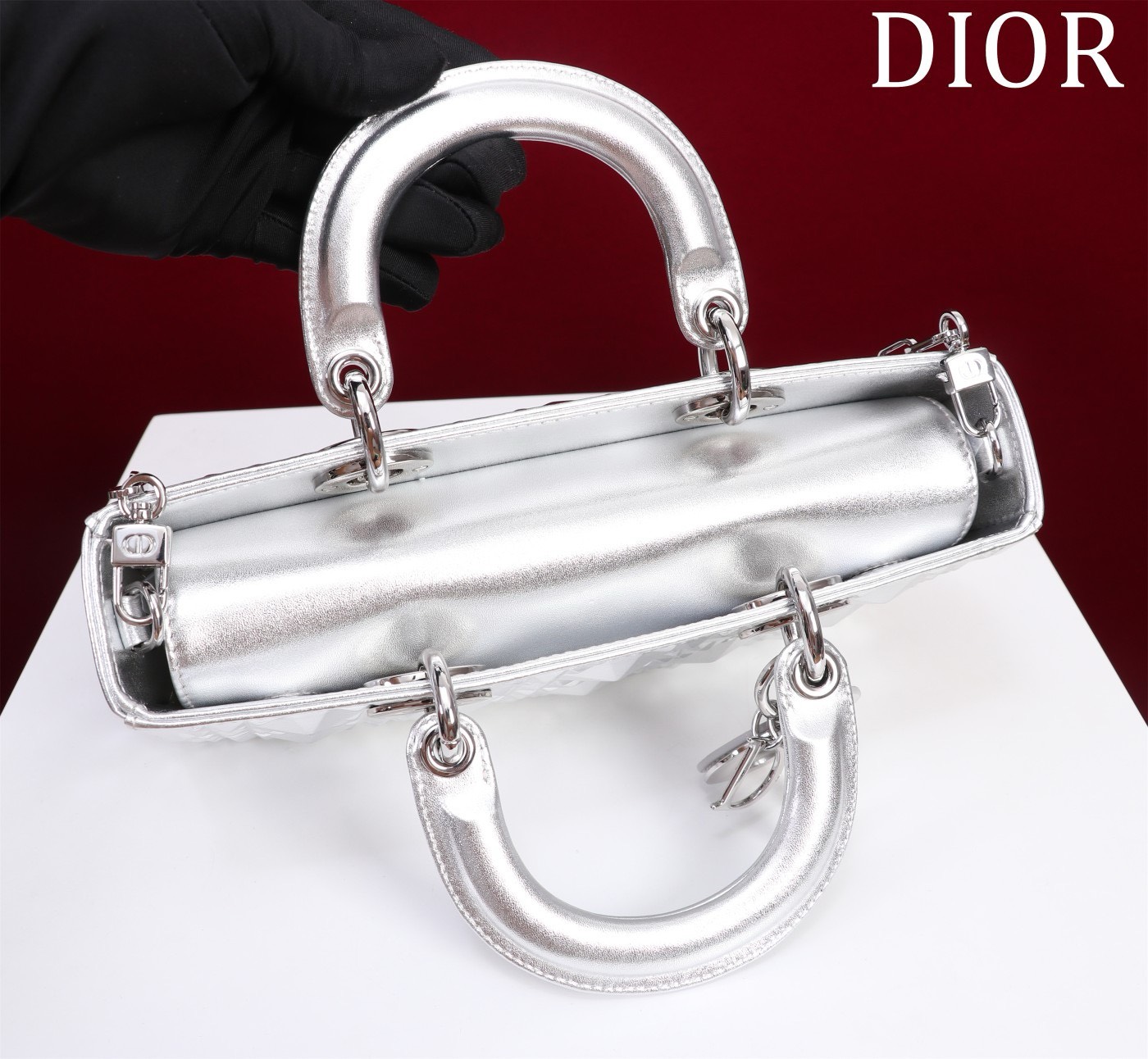 Bagsaaa D10r Lady D - Joy D1am0nd Silver Bag - 26x13.5x5cm
