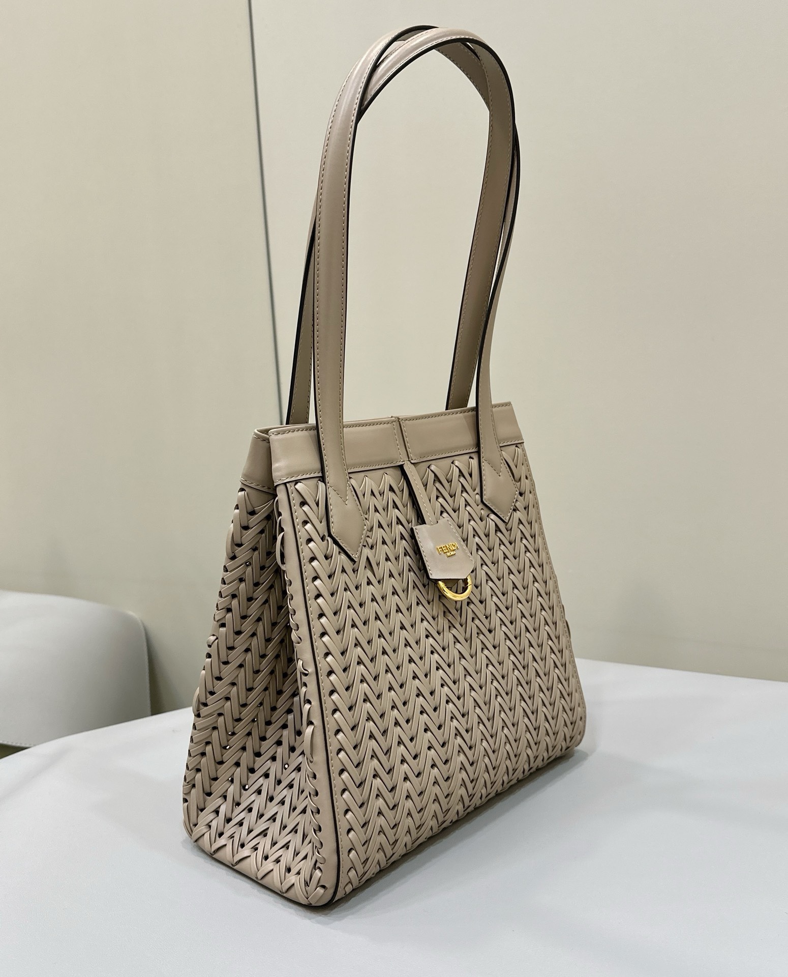 Bagsaaa F**di Origami Medium Beige interlaced leather bag that can be transformed