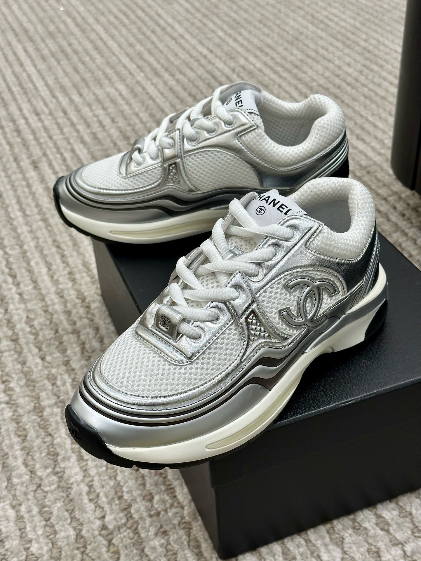Bagsaaa Ch**el 23C CC Logo Silver Sneakers 02