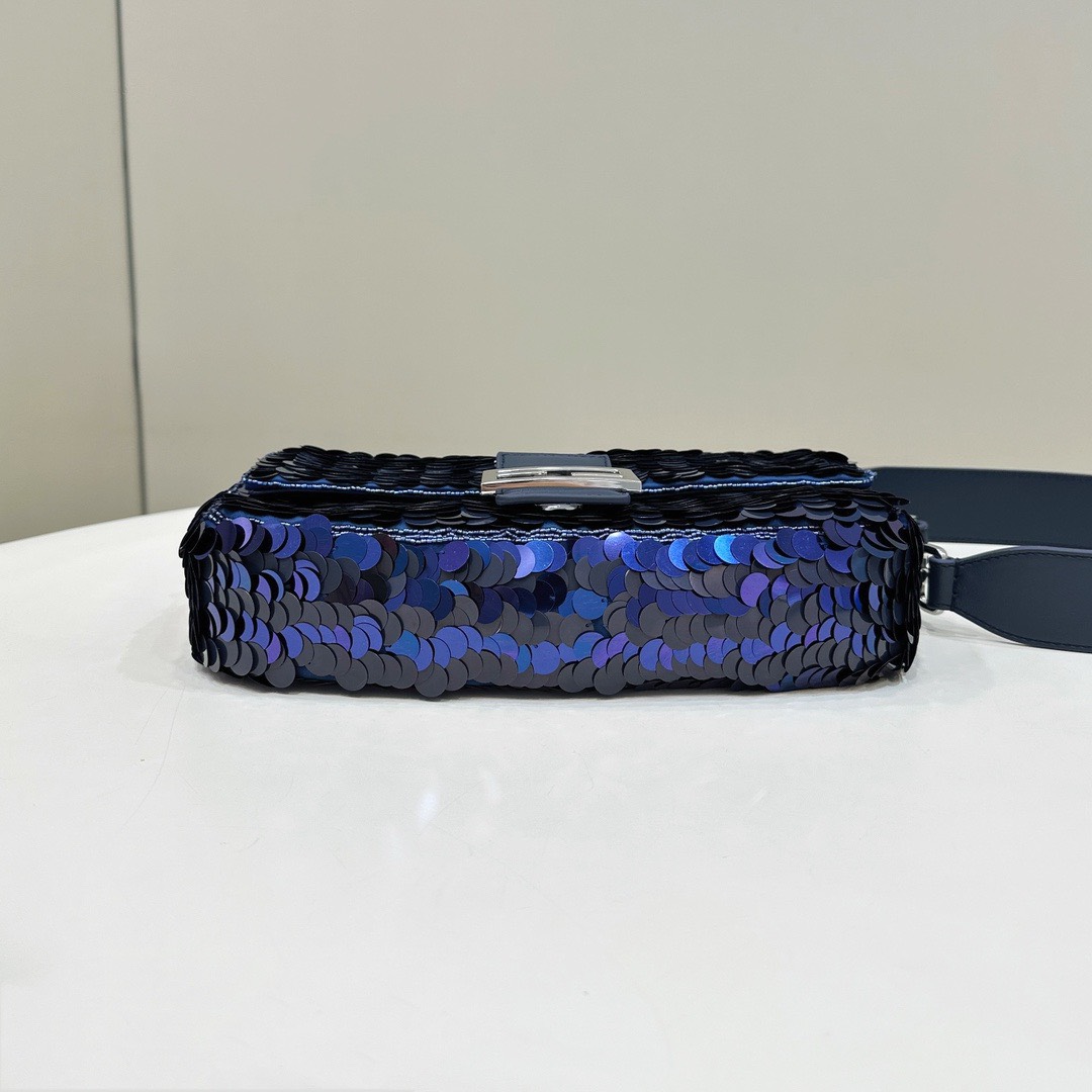 Bagsaaa F**di Baguette Dark and mid blue sequin bag - 27x15x6cm