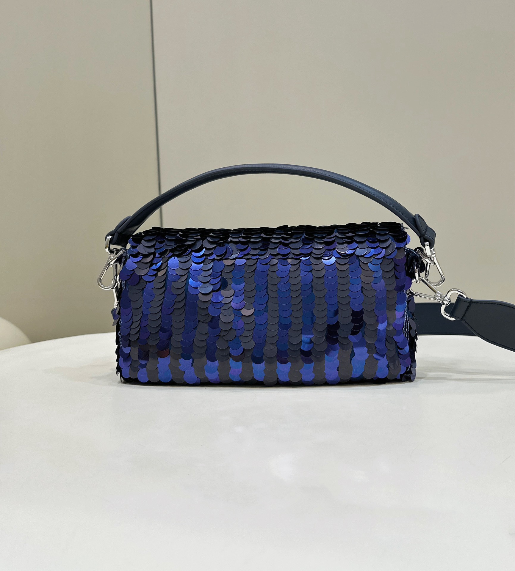 Bagsaaa F**di Baguette Dark and mid blue sequin bag - 27x15x6cm