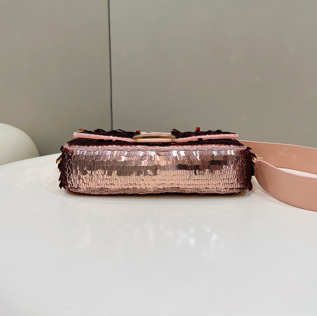 Bagsaaa F**di Baguette Pink sequin and leather bag - 27x15x6cm