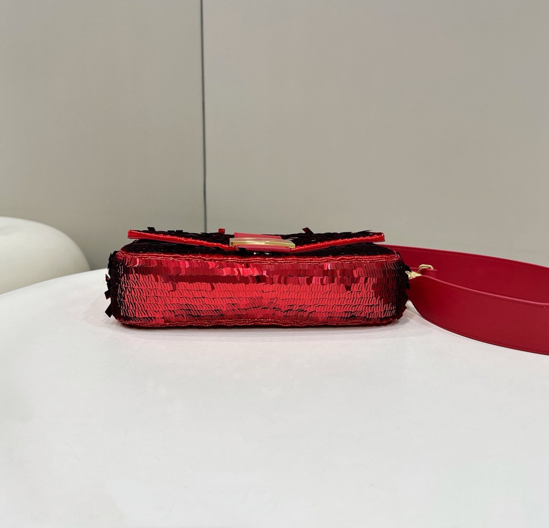Bagsaaa F**di Baguette Red sequin and leather bag - 27x15x6cm