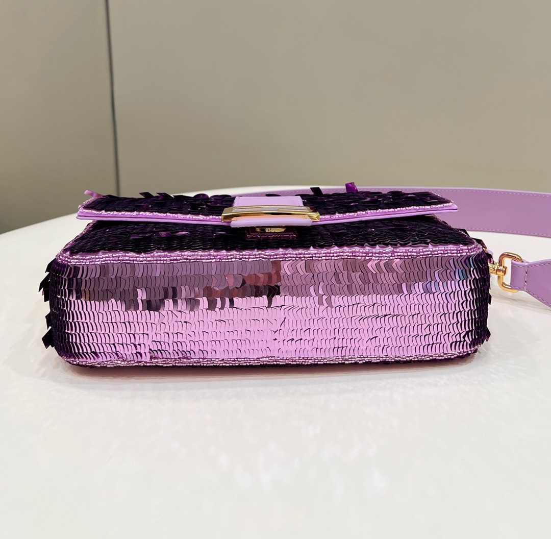 Bagsaaa F**di Baguette Purple sequin and leather bag - 27x15x6cm