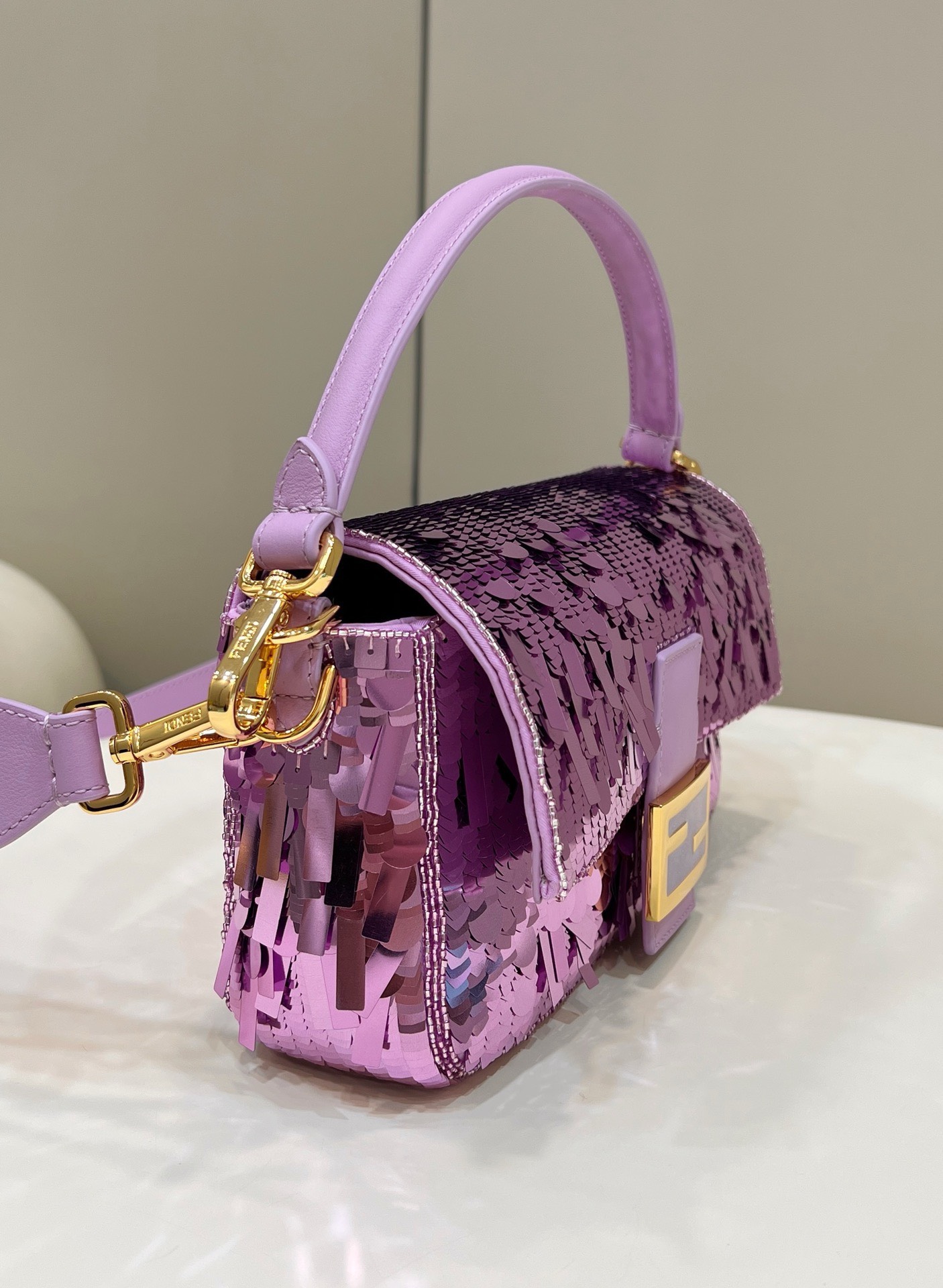 Bagsaaa F**di Baguette Purple sequin and leather bag - 27x15x6cm