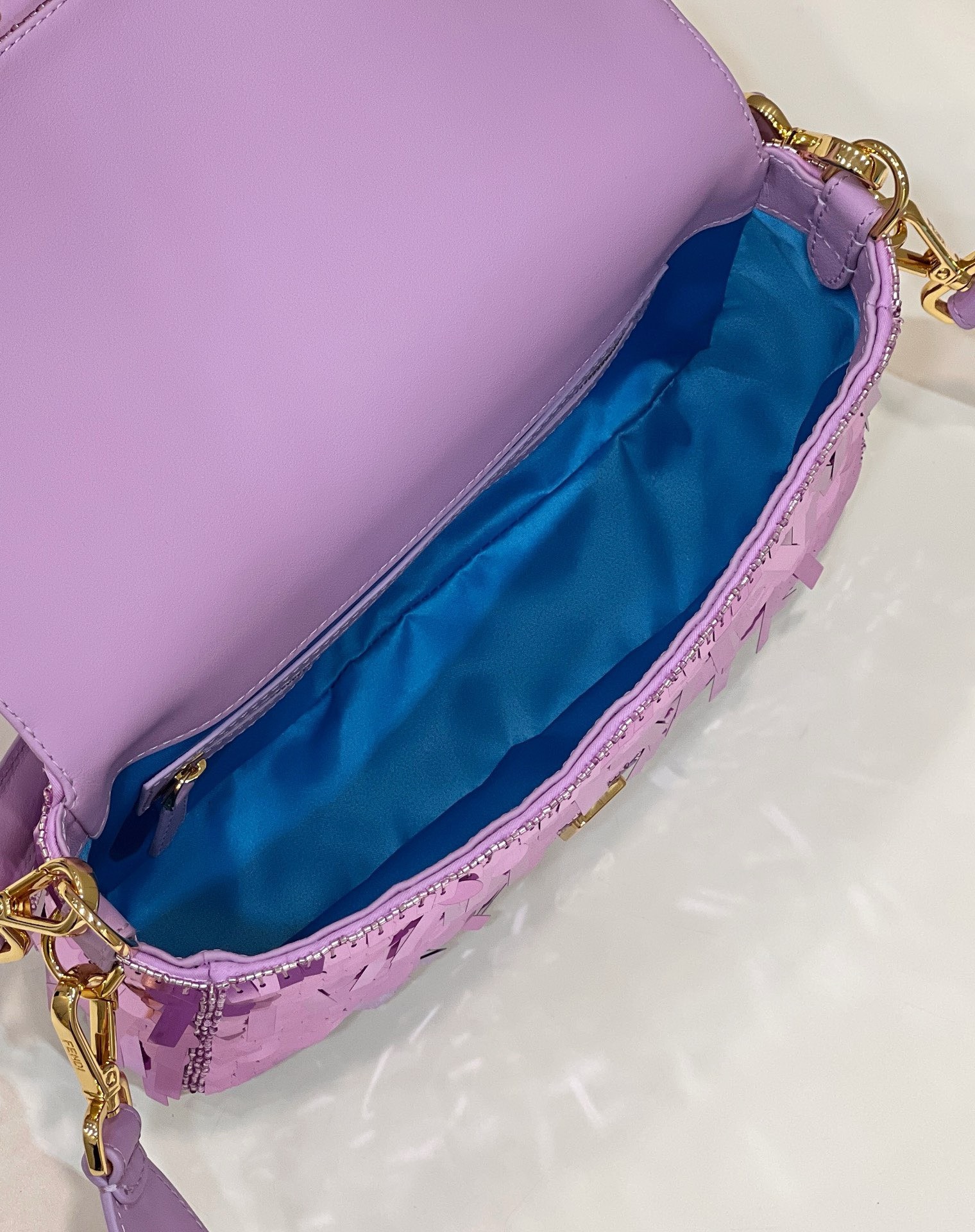 Bagsaaa F**di Baguette Purple sequin and leather bag - 27x15x6cm