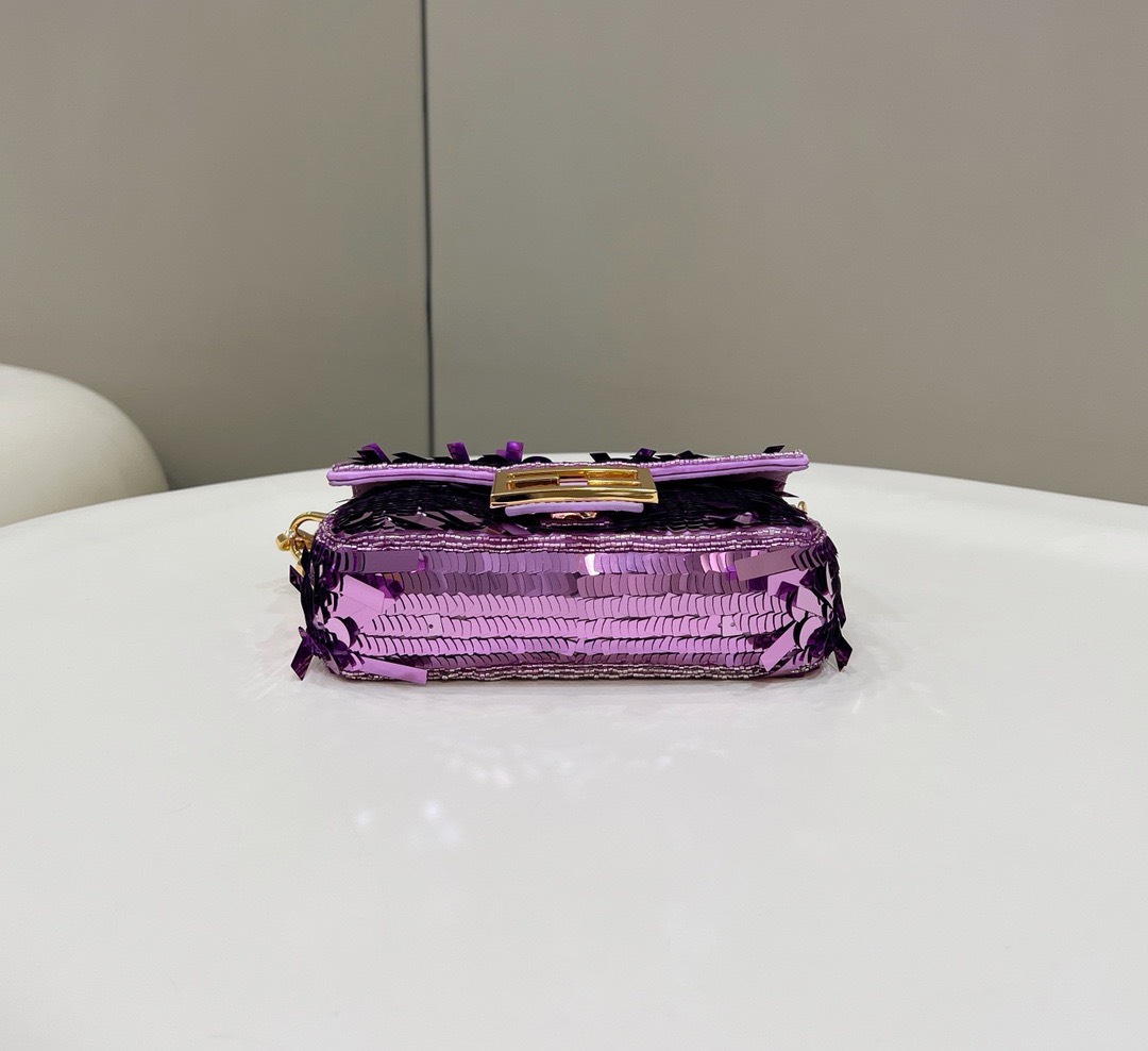 Bagsaaa F**di Mni Baguette Purple sequin and leather bag - 19*5*11cm