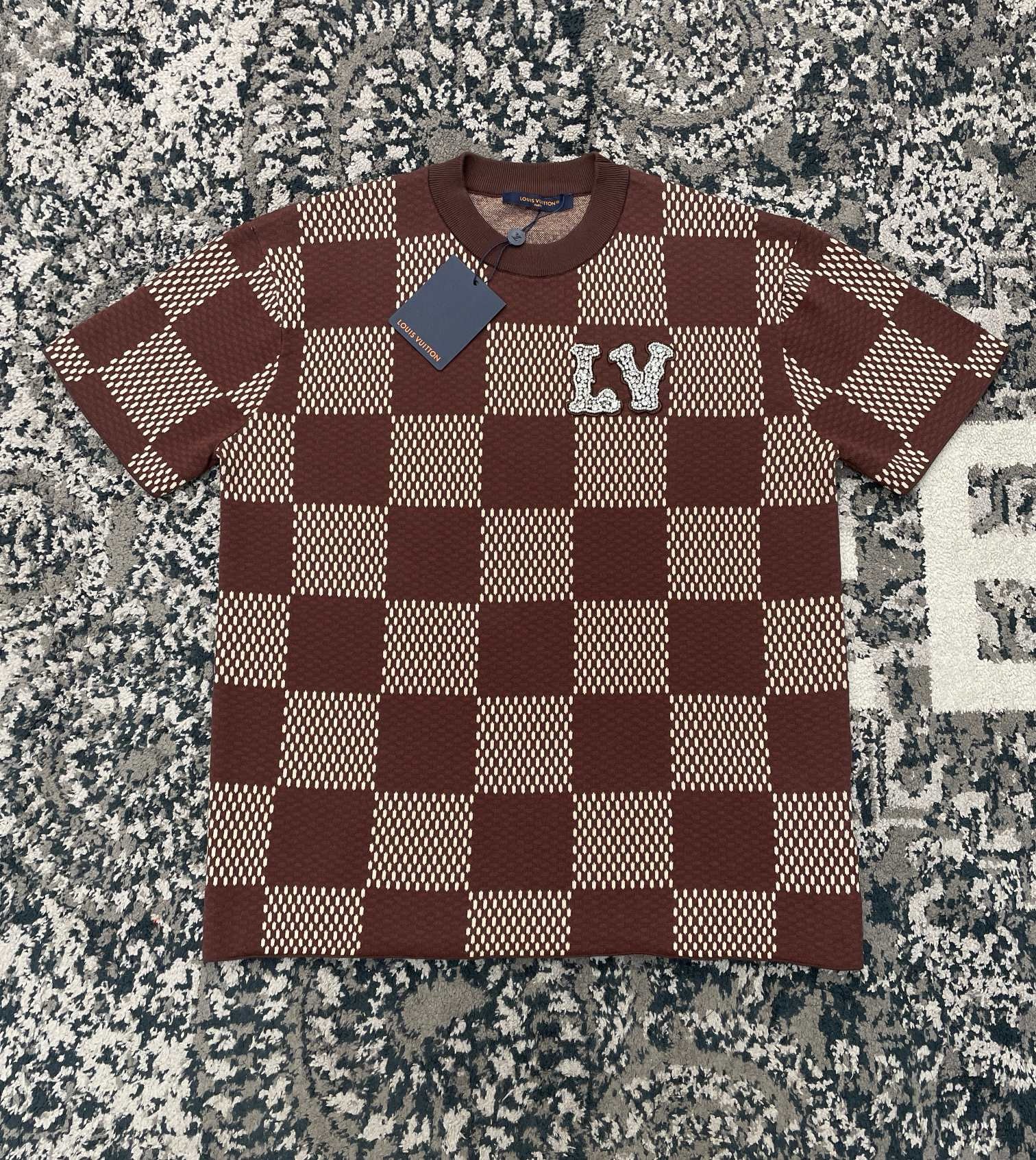 Bagsaaa Damier Graphic T-Shirt Brown