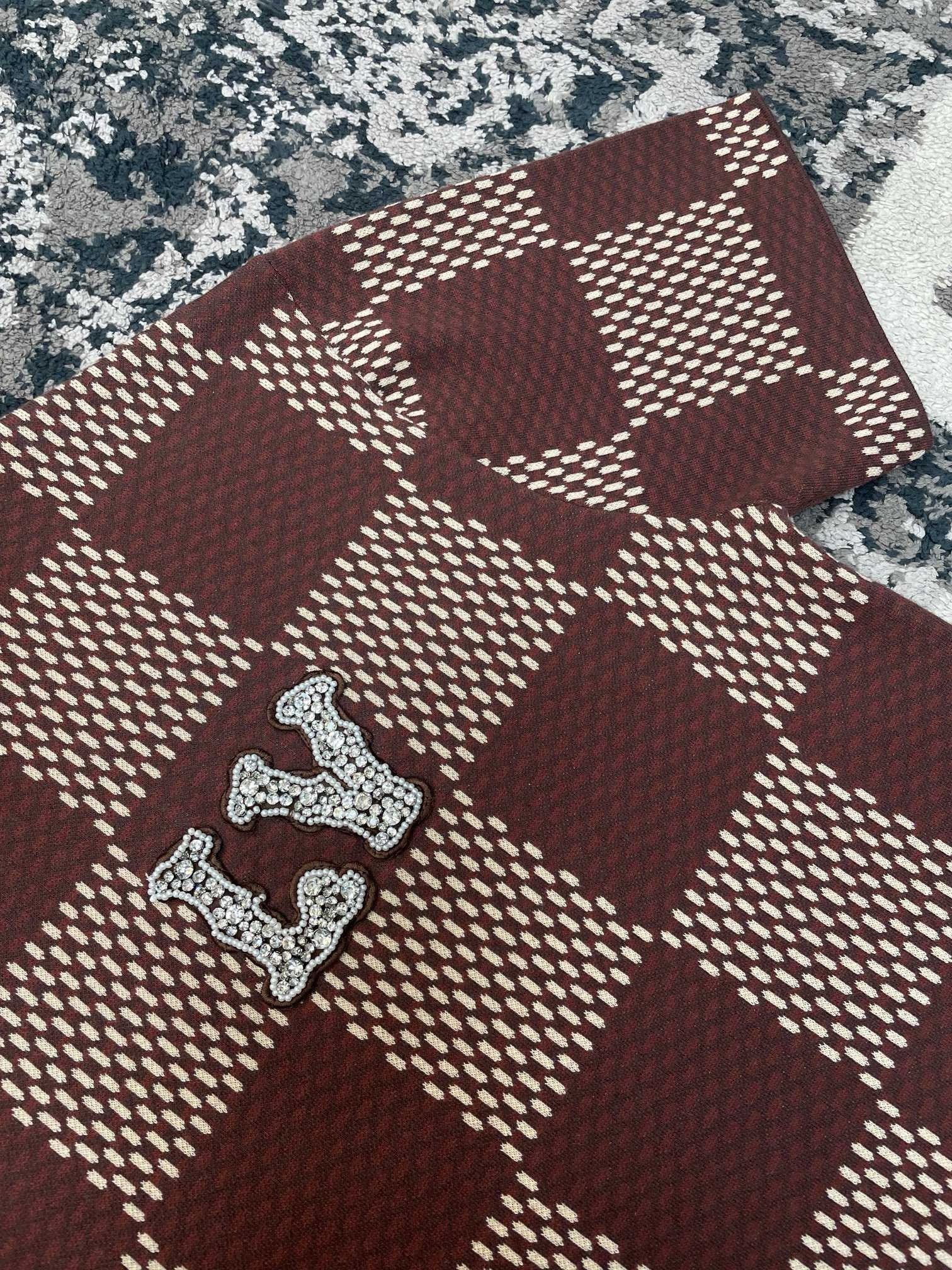 Bagsaaa Damier Graphic T-Shirt Brown