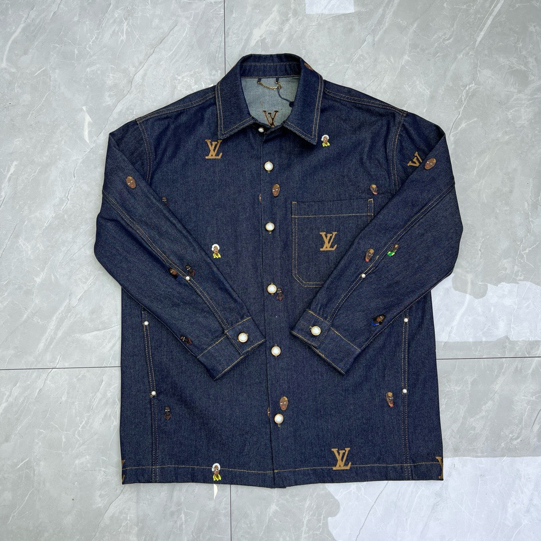 Bagsaaa L0vis Vvtt0n Embroidered Denim Overshirt