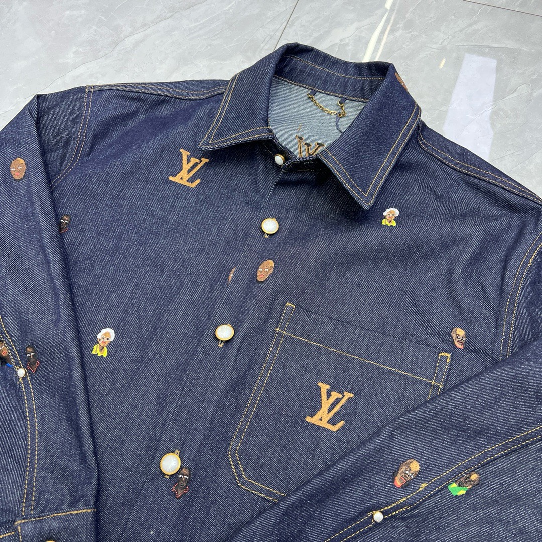 Bagsaaa L0vis Vvtt0n Embroidered Denim Overshirt