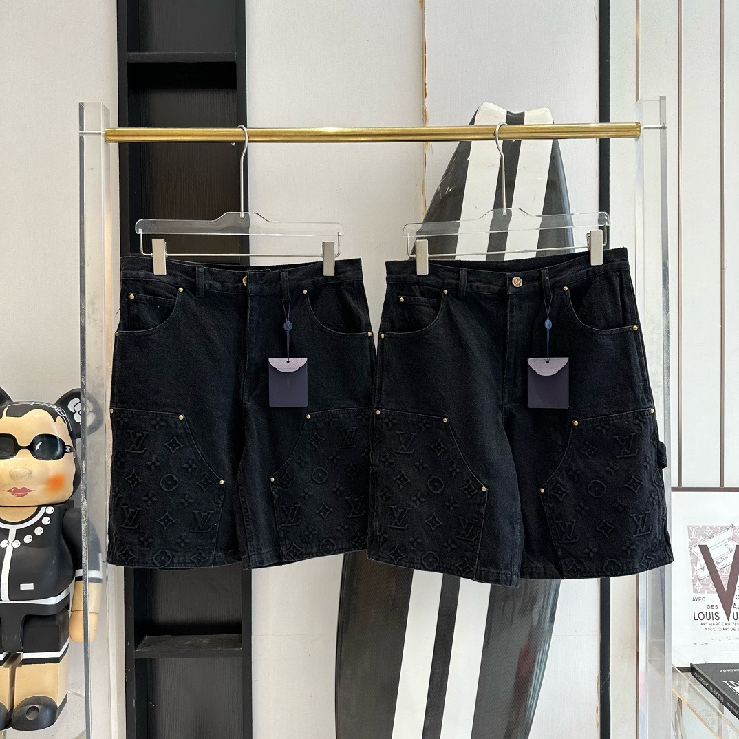 Bagsaaa L0vis Vvtt0n Black Denim Set (Shirt+Short)