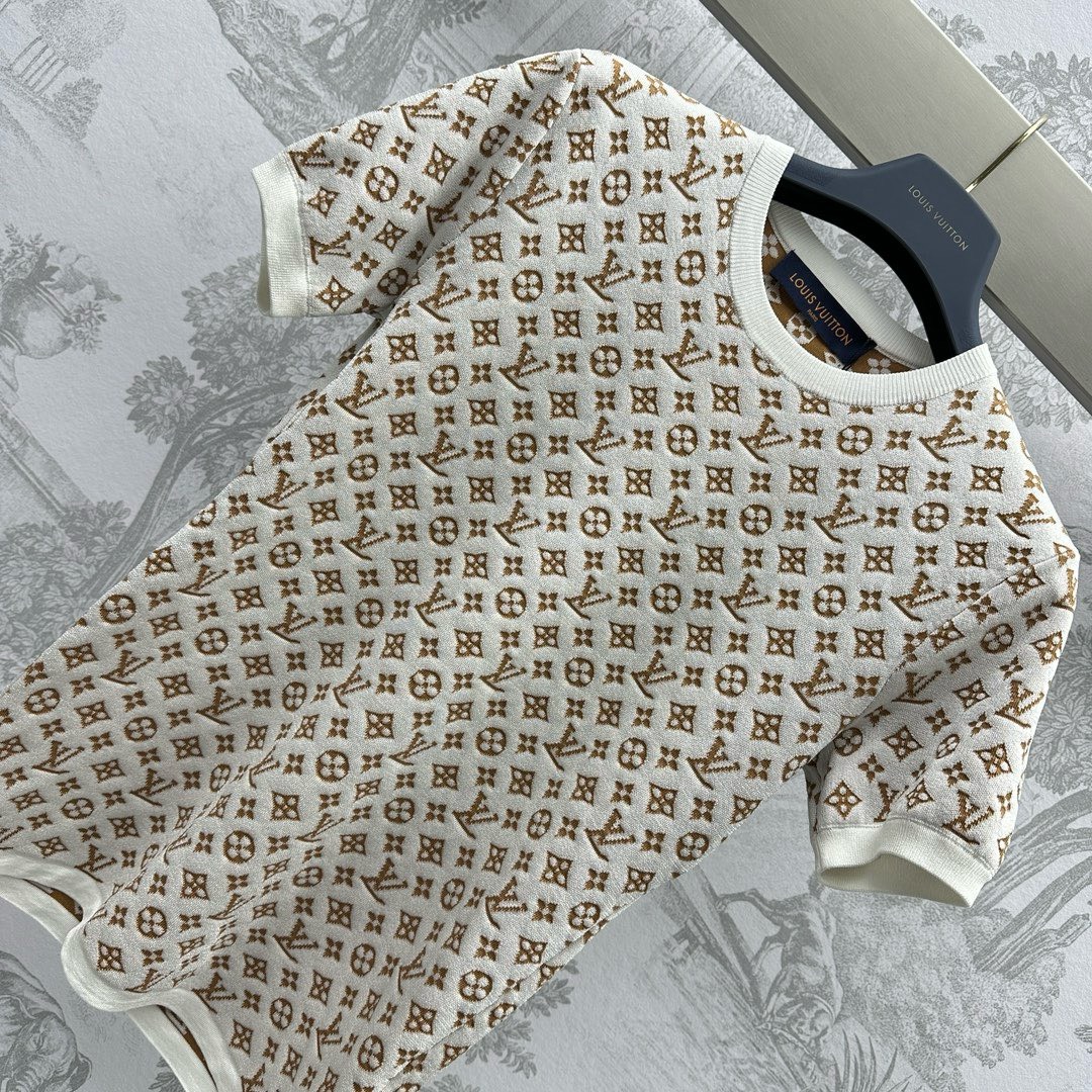 Bagsaaa L0vis Vvtt0n Monogram Jacquard Knit Top