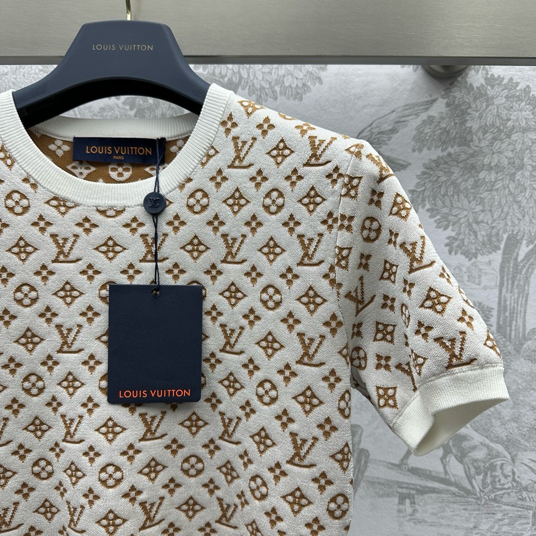 Bagsaaa L0vis Vvtt0n Monogram Jacquard Knit Top