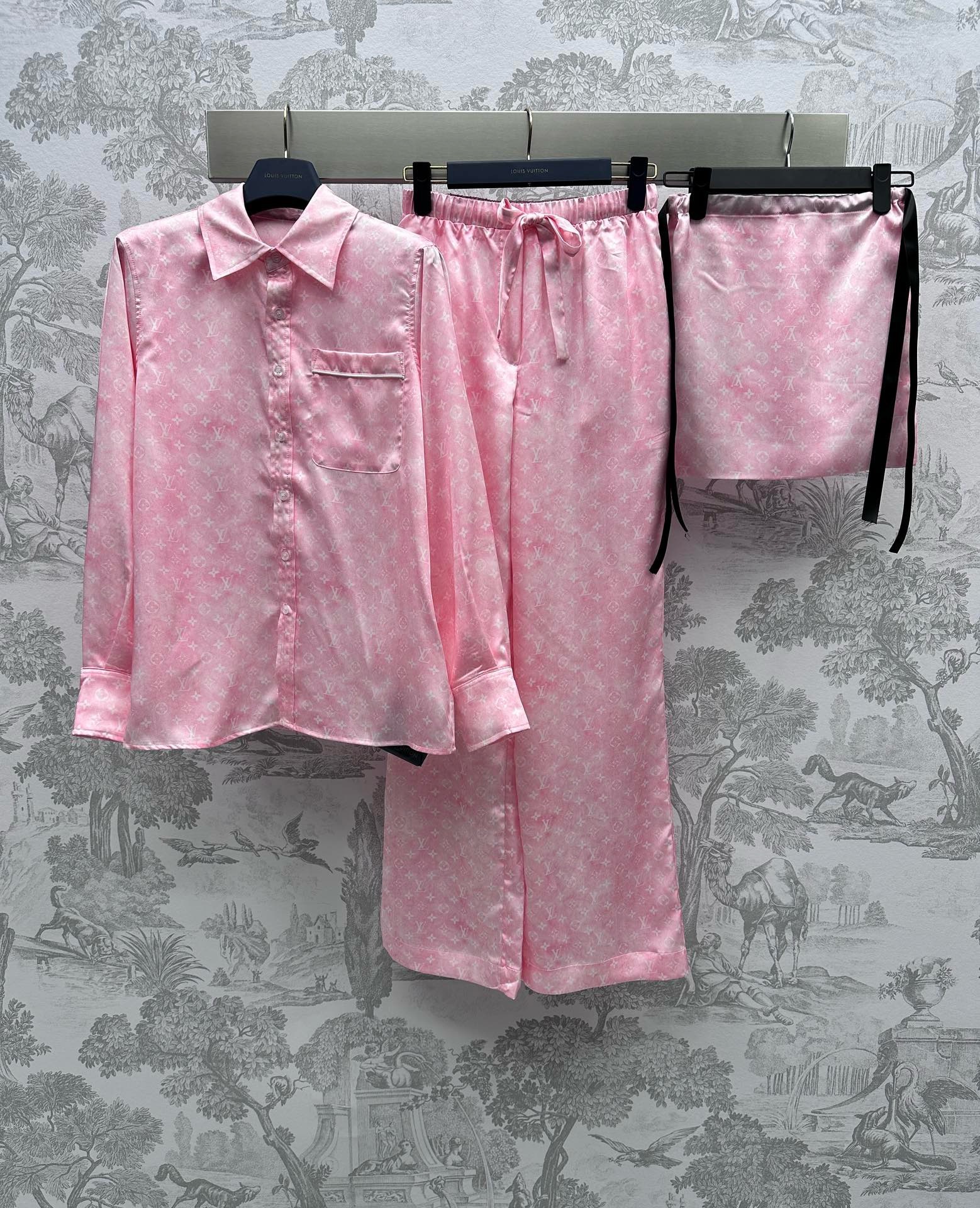 Bagsaaa L0vis Vvtt0n Pink Monogram Silk Set 