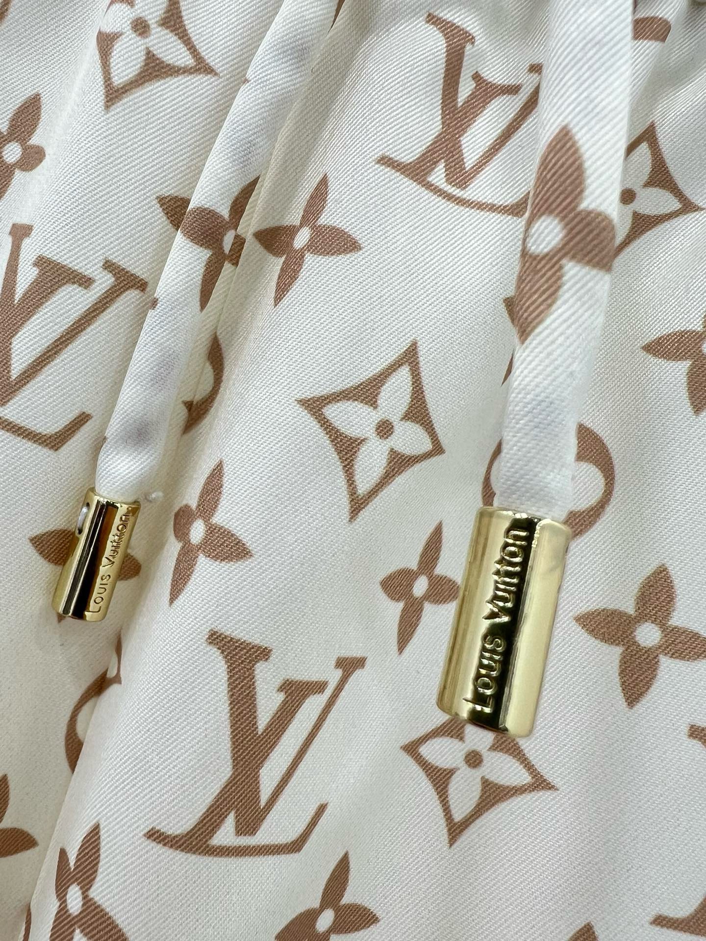 Bagsaaa L0vis Vvtt0n Silk Fabric Monogram Cream Color Pants