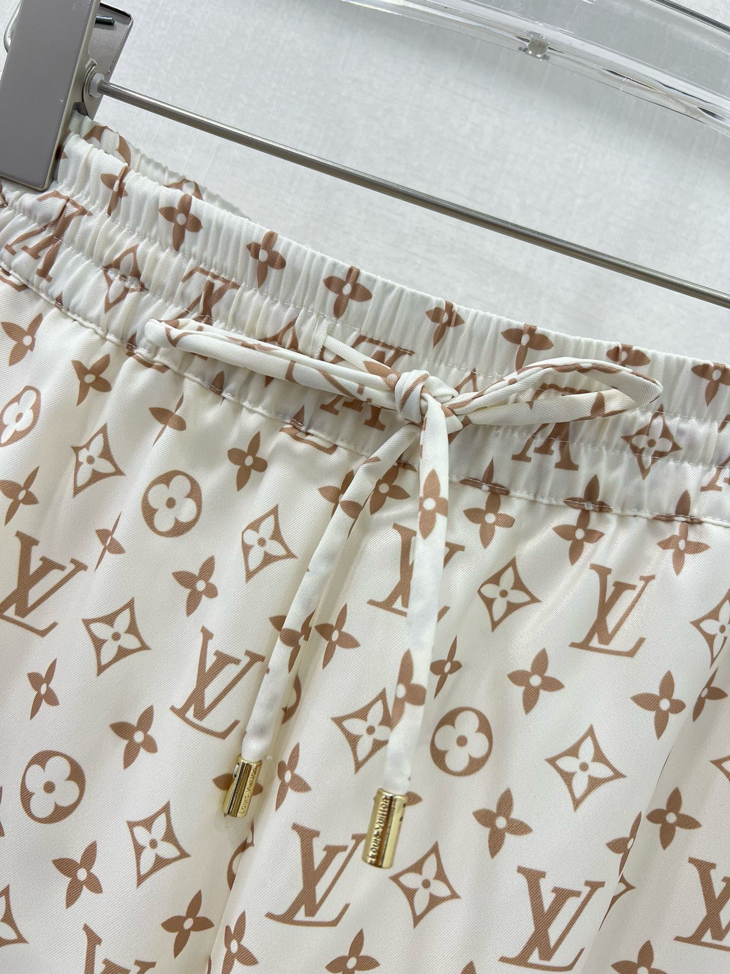 Bagsaaa L0vis Vvtt0n Silk Fabric Monogram Cream Color Pants