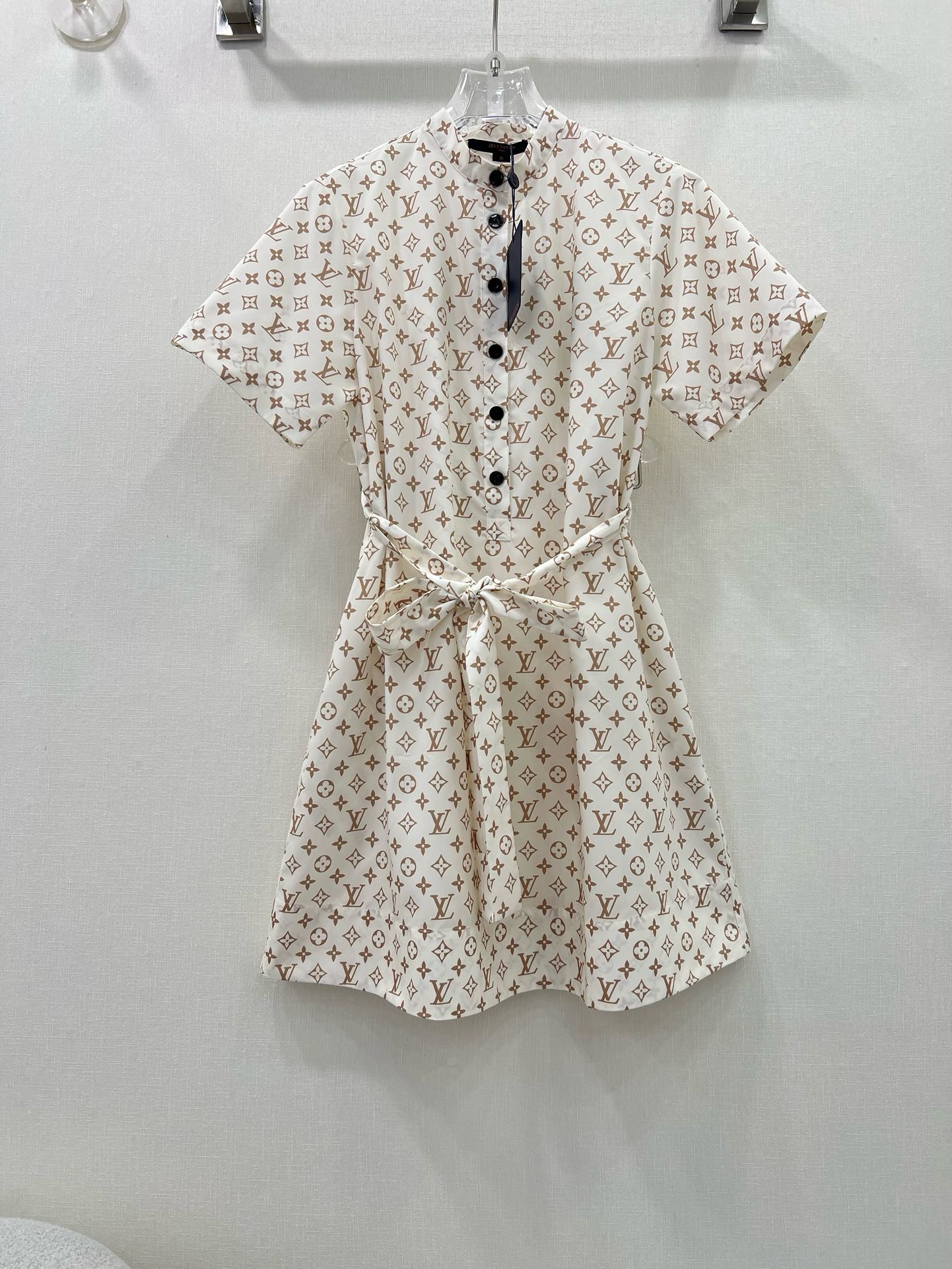 Bagsaaa L0vis Vvtt0n Dress Silk Fabric Monogram Cream Color