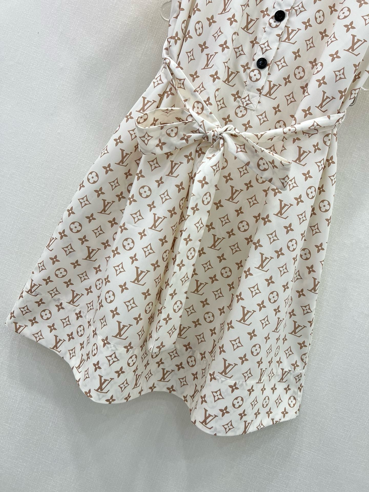 Bagsaaa L0vis Vvtt0n Dress Silk Fabric Monogram Cream Color