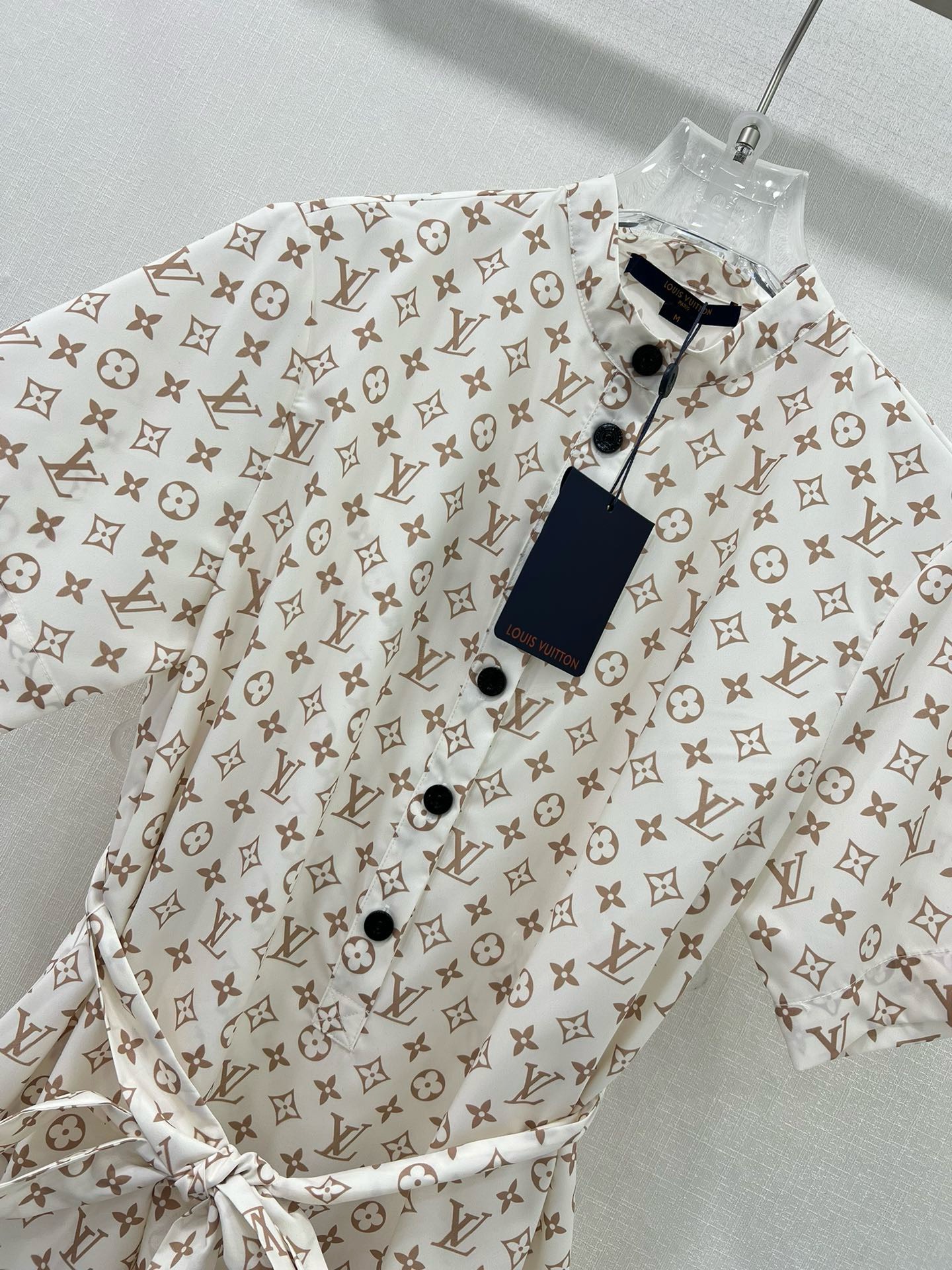 Bagsaaa L0vis Vvtt0n Dress Silk Fabric Monogram Cream Color
