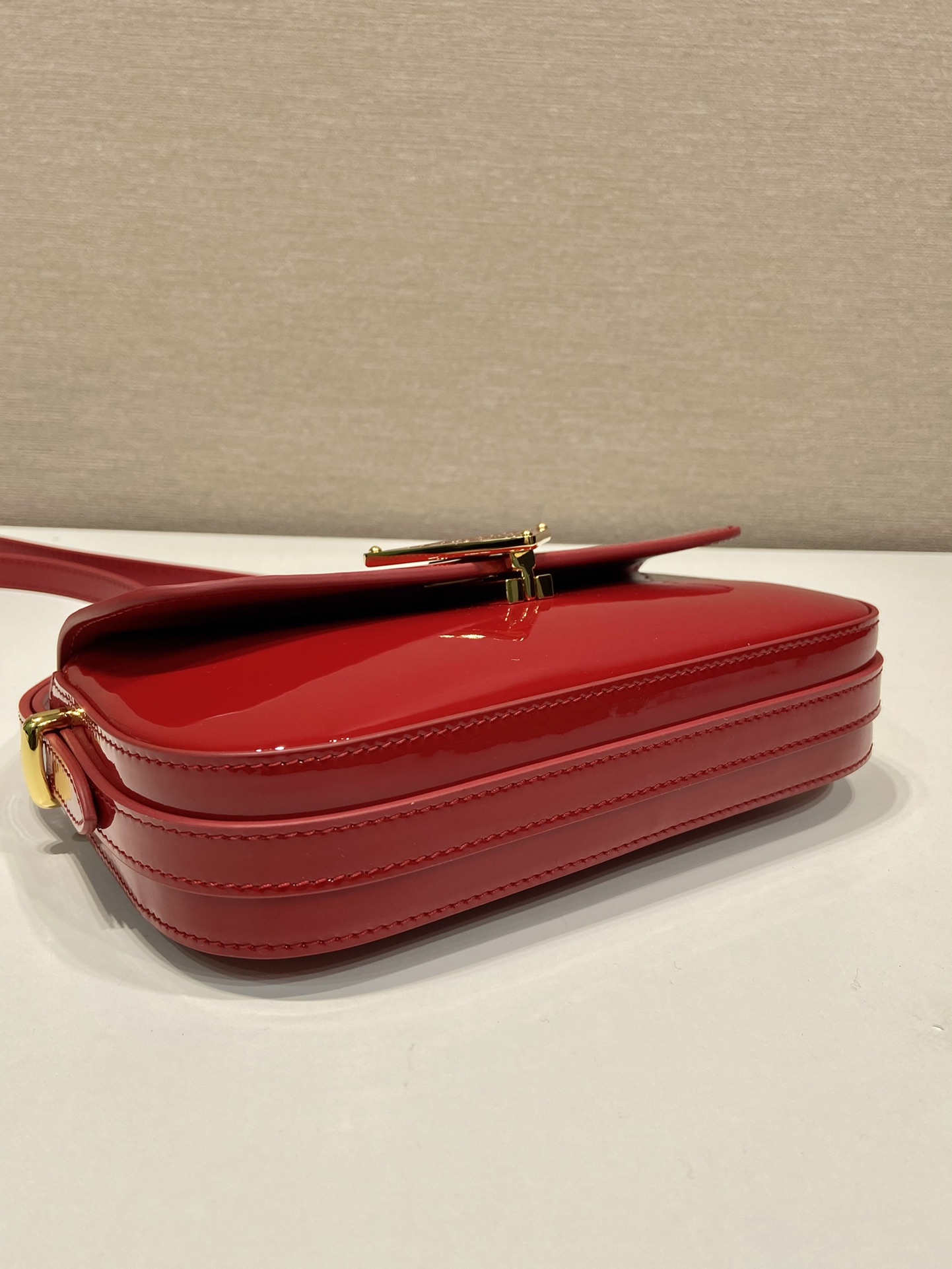 Bagsaaa Pra*a Shoulder Patent Leather Bag in Cherry Red - 10.5*20.5*4cm