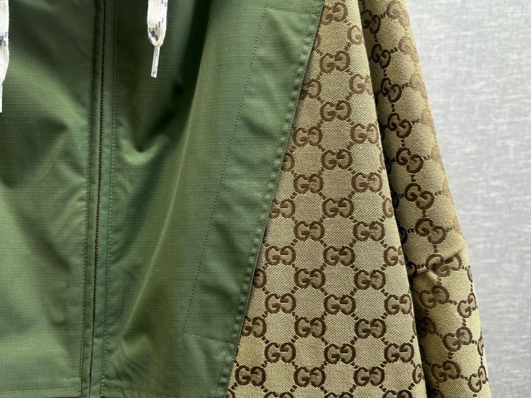 Bagsaaa Gvc*1 GG COTTON FABRIC JACKET WITH ZIPPER GREEN