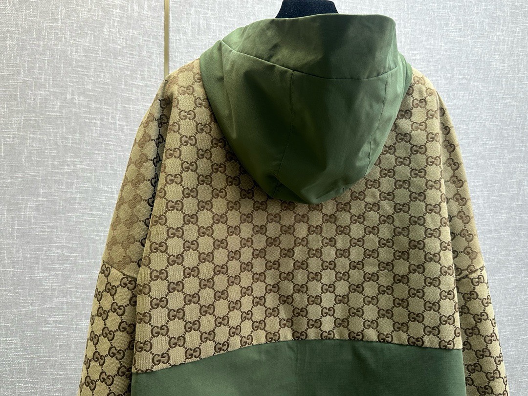 Bagsaaa Gvc*1 GG COTTON FABRIC JACKET WITH ZIPPER GREEN